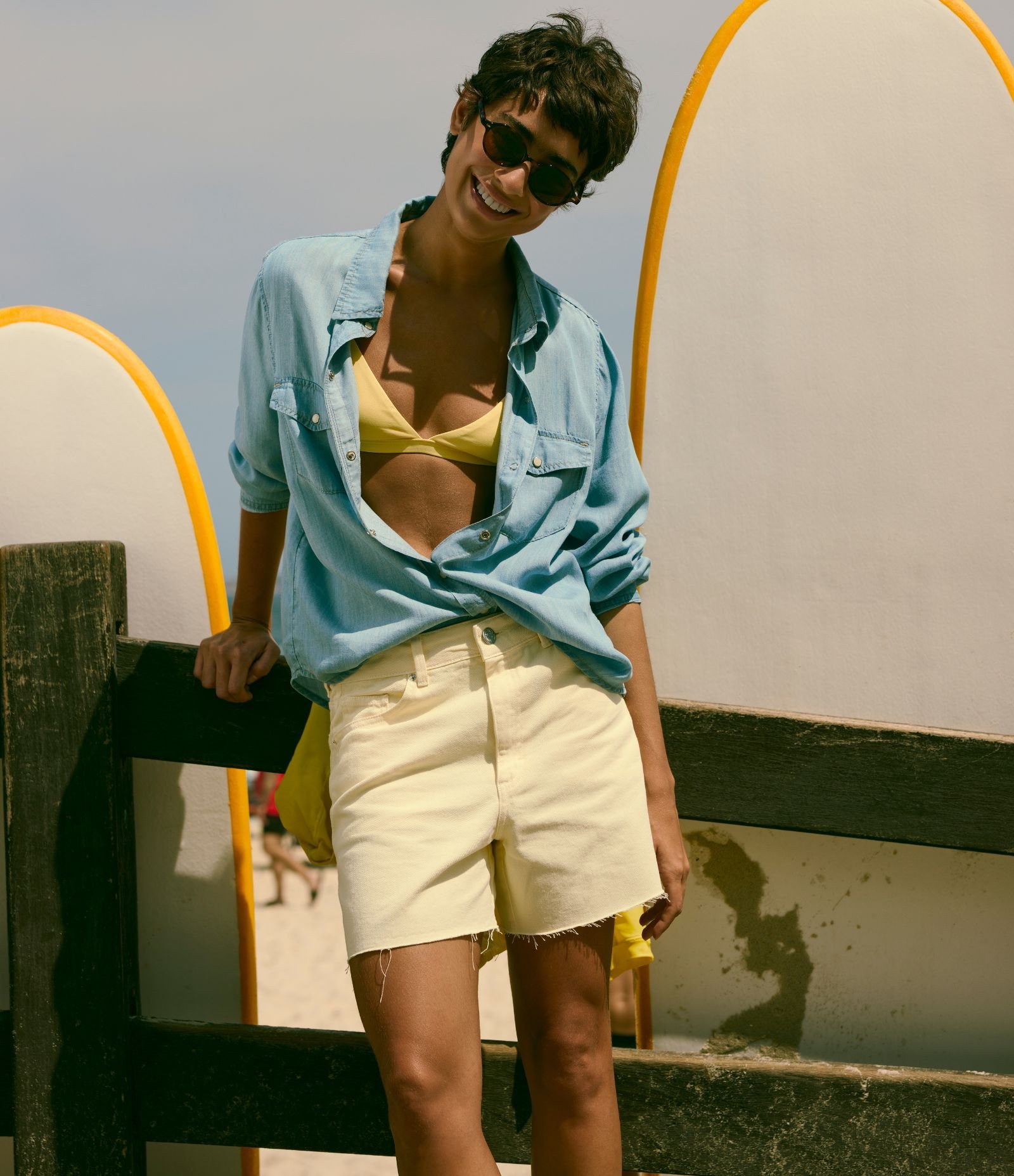 Camisa Regular Básica em Liocel Azul 1