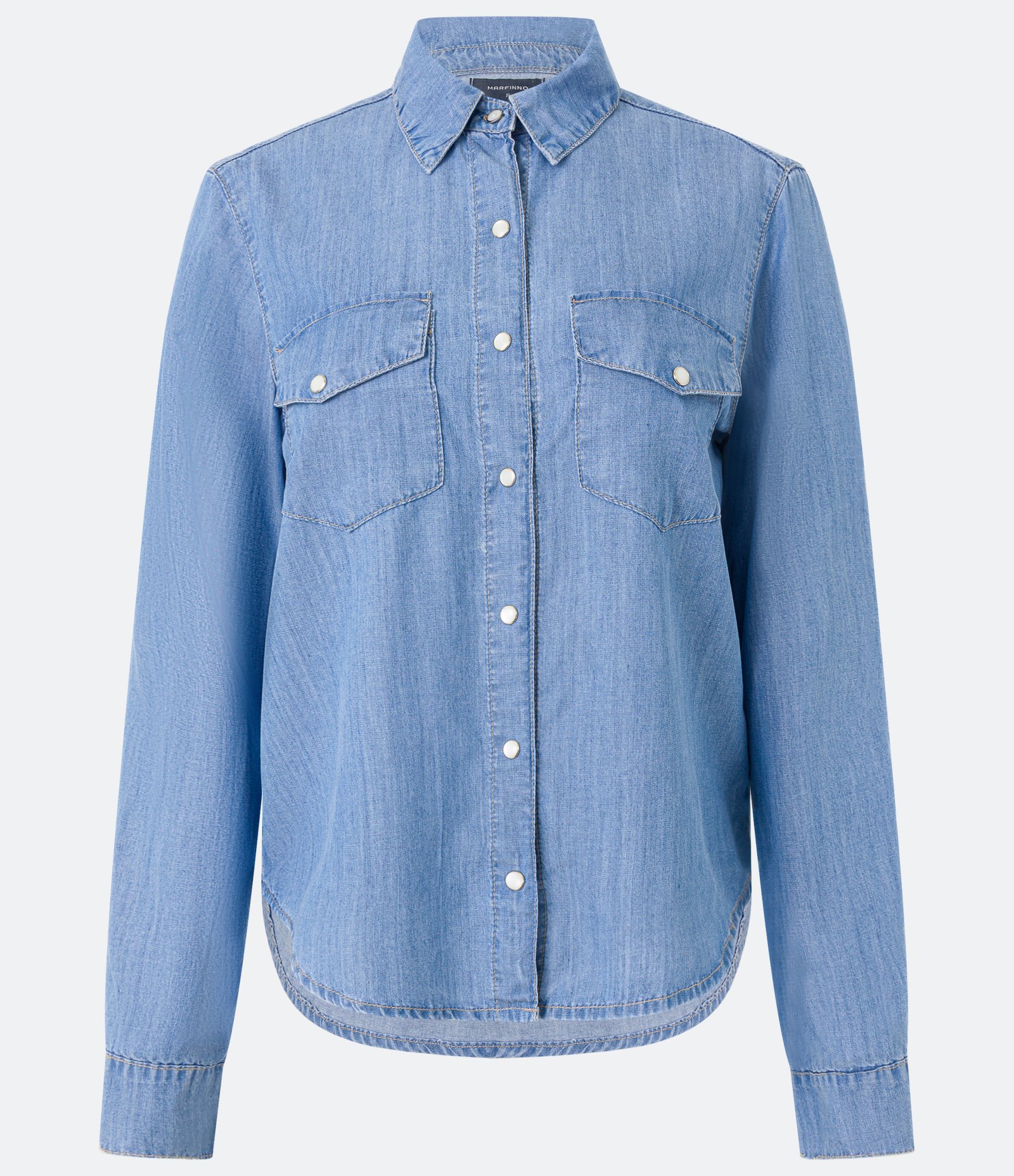 Camisa Regular Básica em Liocel Azul 6