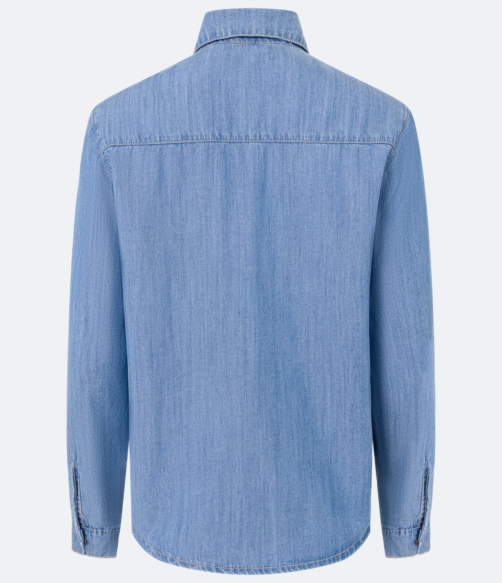 Camisa Regular Básica em Liocel Azul 7