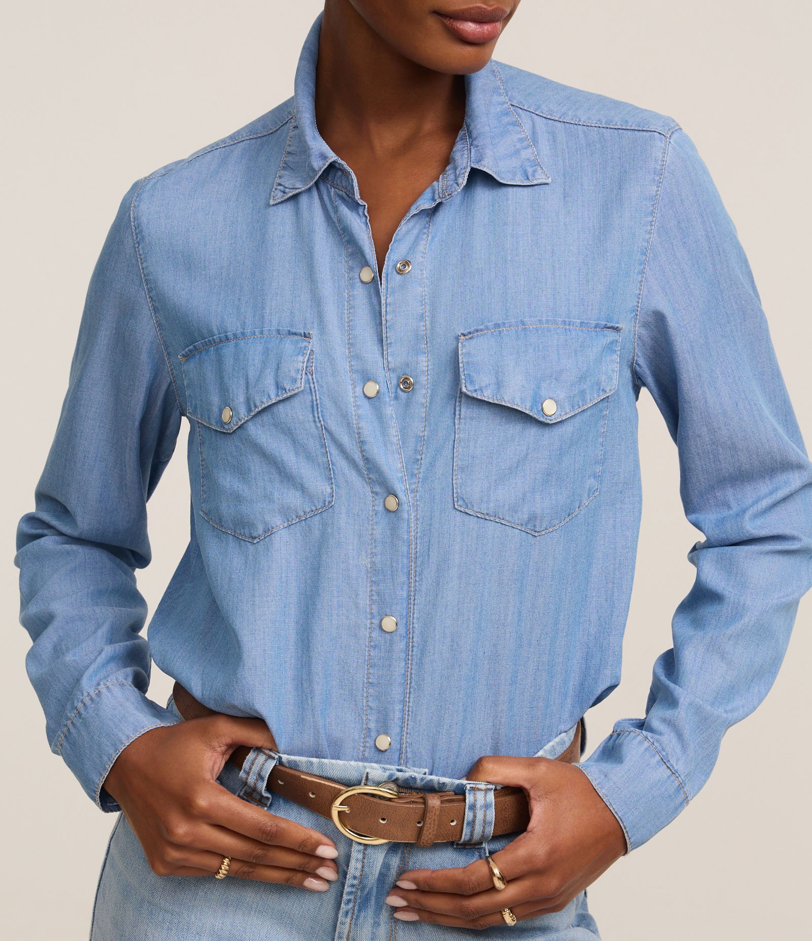 Camisa Regular Básica em Liocel Azul 5