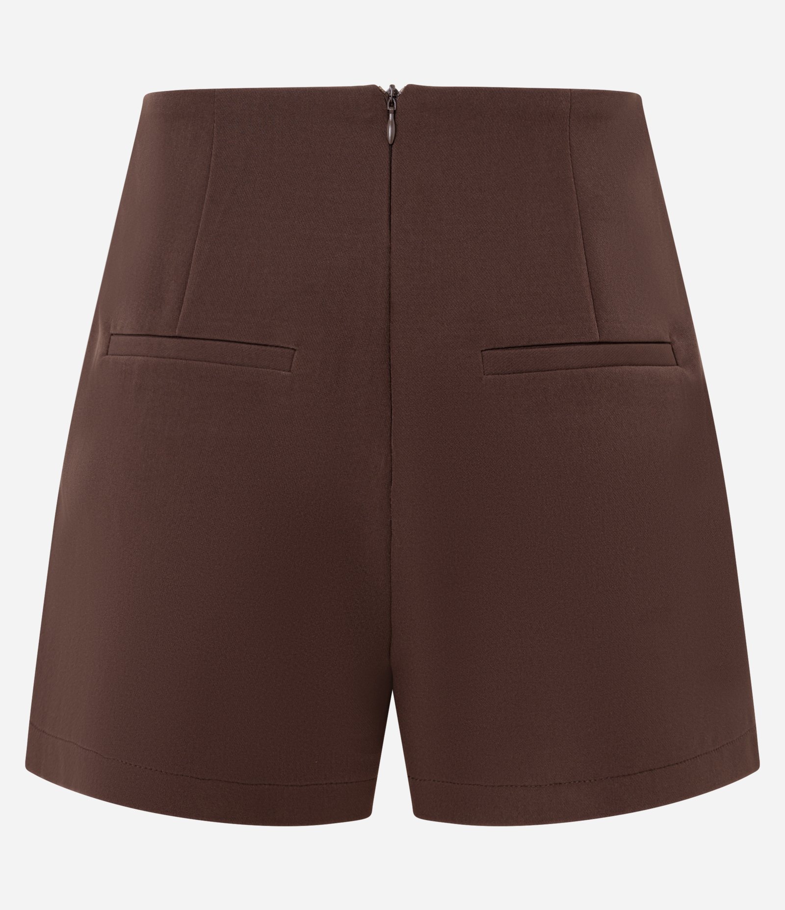 Short Saia Curto em Alfaiataria com Transpasse Arredondado Marrom 2