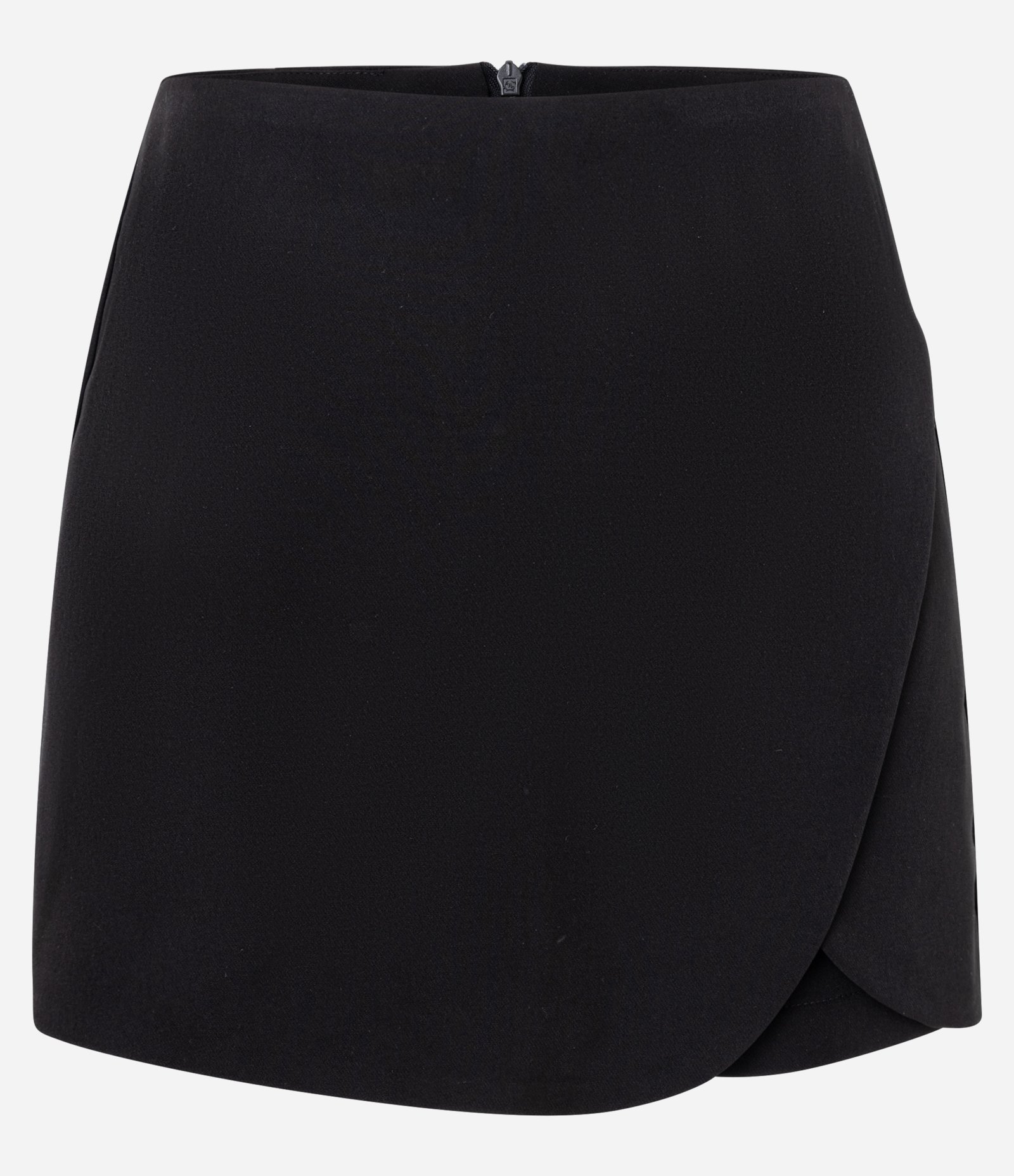 Short Saia Curto em Alfaiataria com Transpasse Arredondado Preto 1