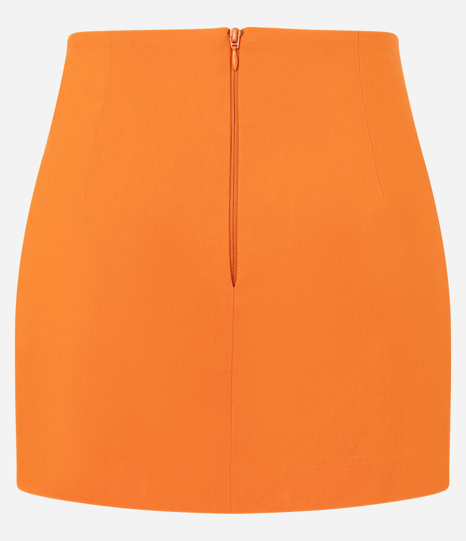 Short Saia em Bengaline com Cinto Duplo e Zíper nas Costas Laranja 2