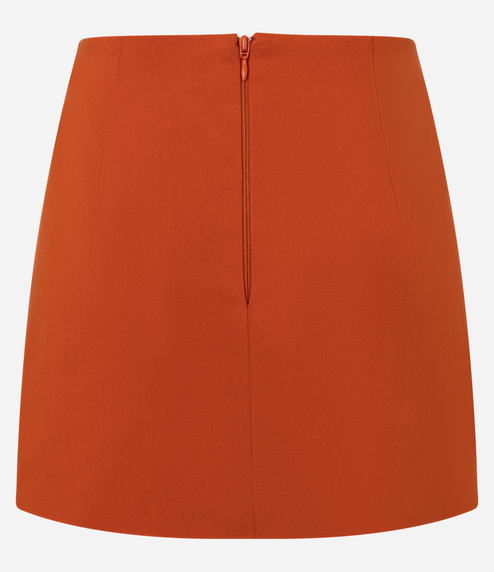 Short Saia em Bengaline com Cinto Duplo e Zíper nas Costas Laranja Escuro 2
