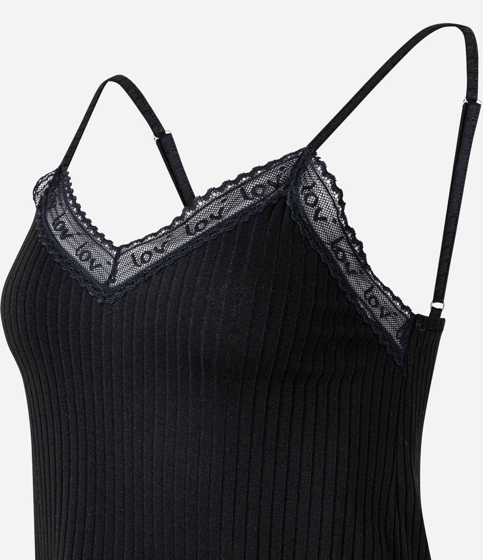 Pijama Short Doll em Ribana com Rendinha Lov Preto 6