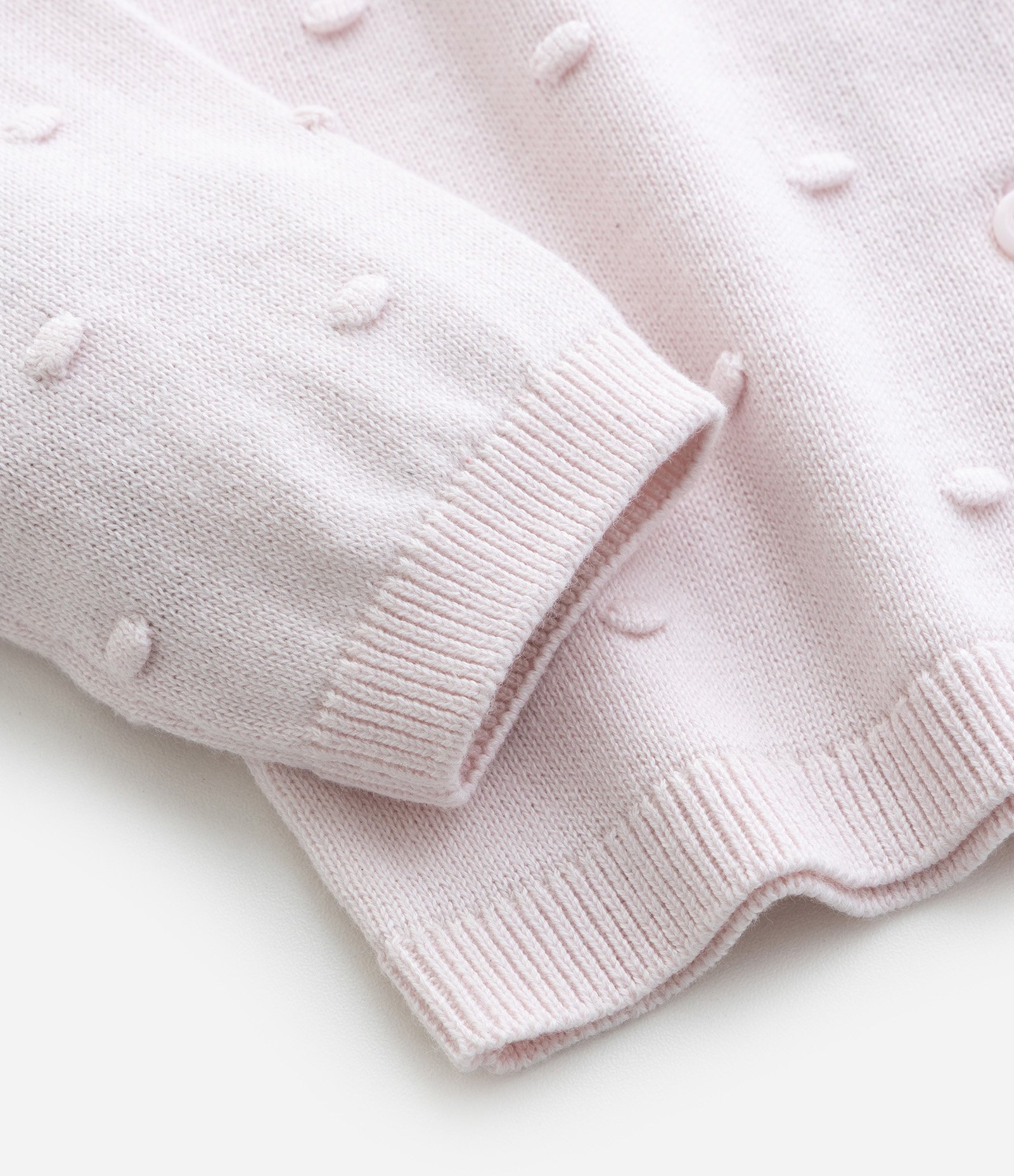 Cardigan Infantil em Efeito Tricô com Babado Texturizado – Tam RN a 18 Meses Lilás Claro 4
