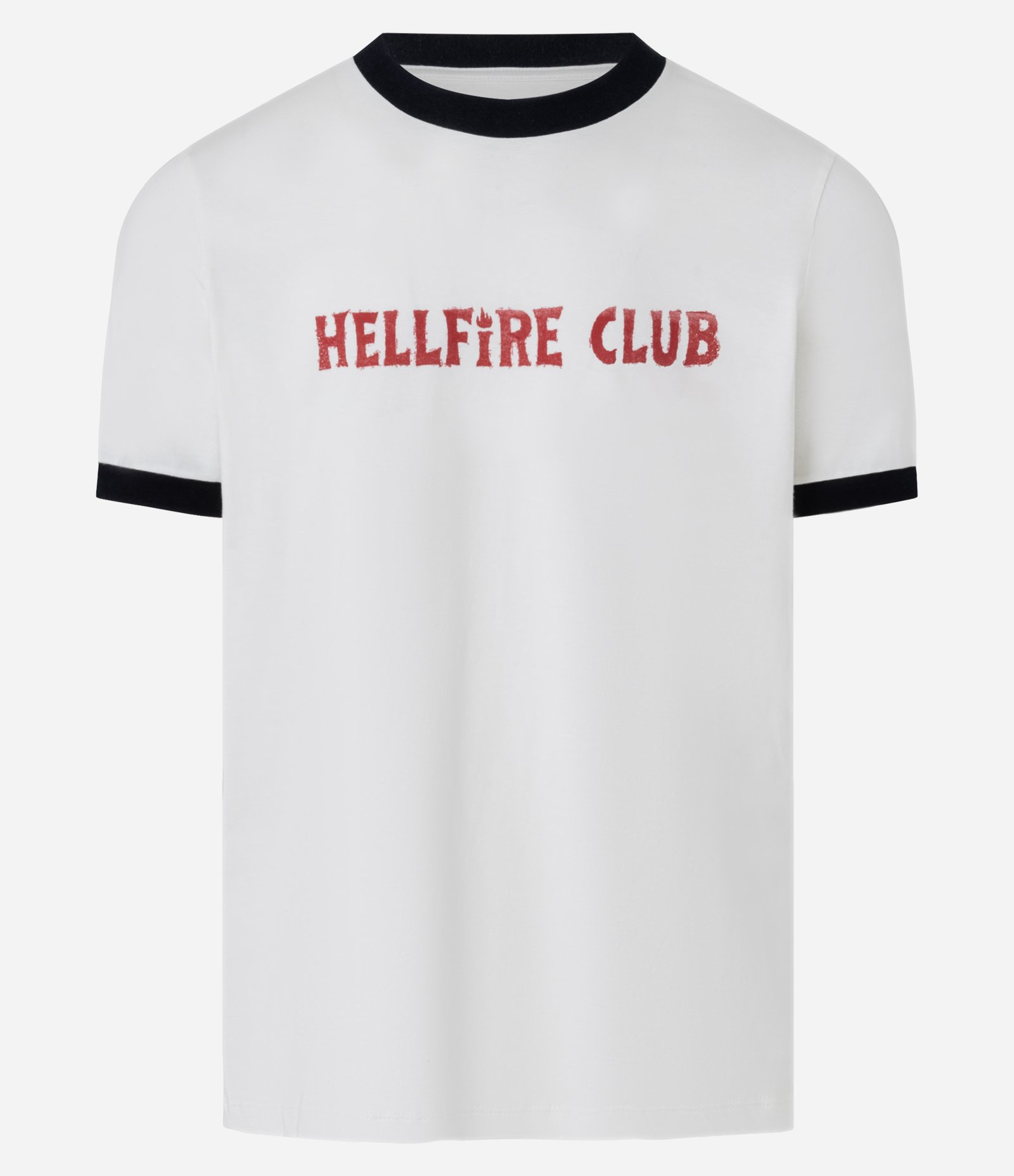 Camiseta Regular em Algodão com Estampa Lettering Hellfire Club e Viés Contrastante Stranger Things Branco 6