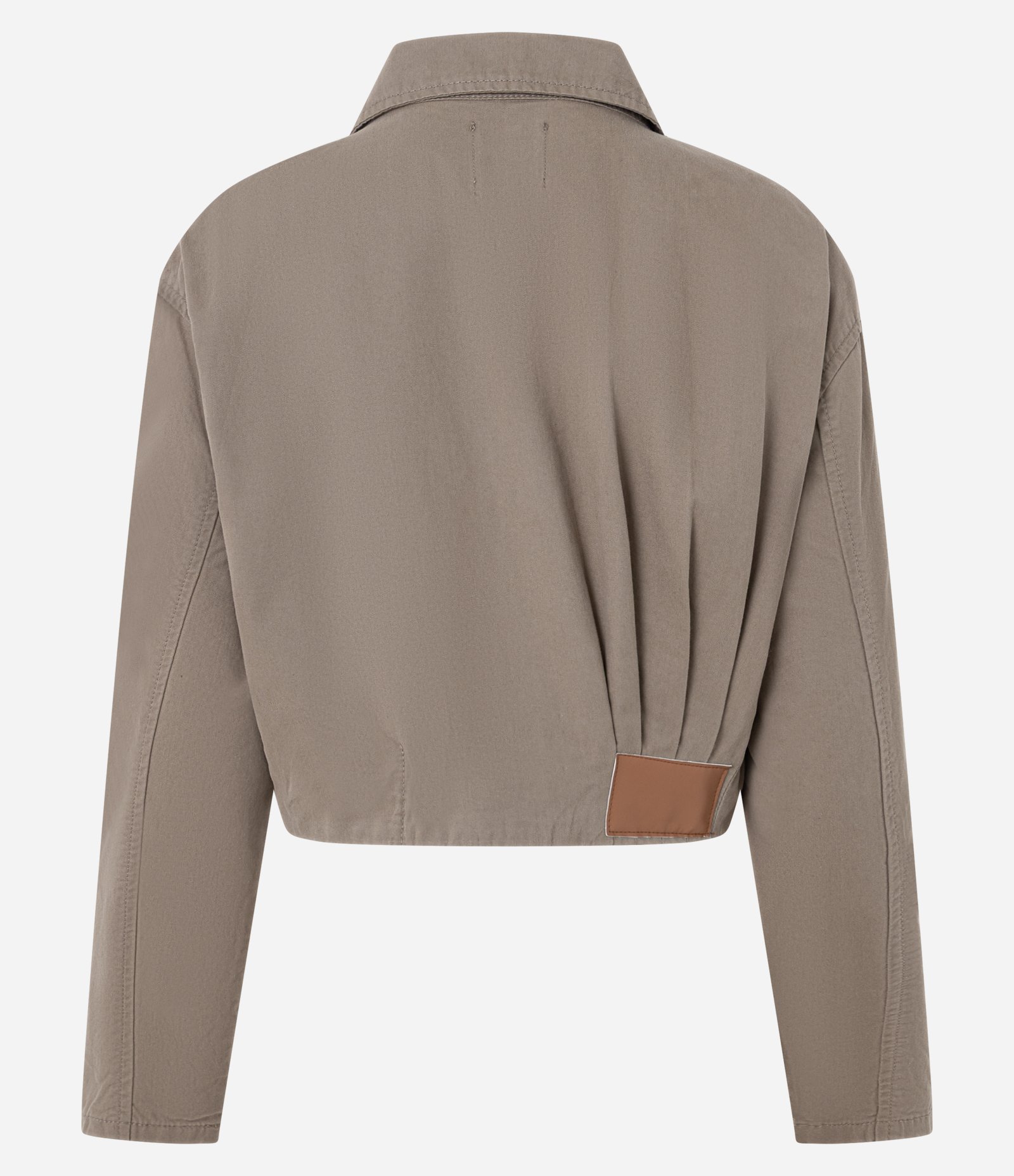 Jaqueta em Sarja com Gola Polo e Pregas Cinza 9