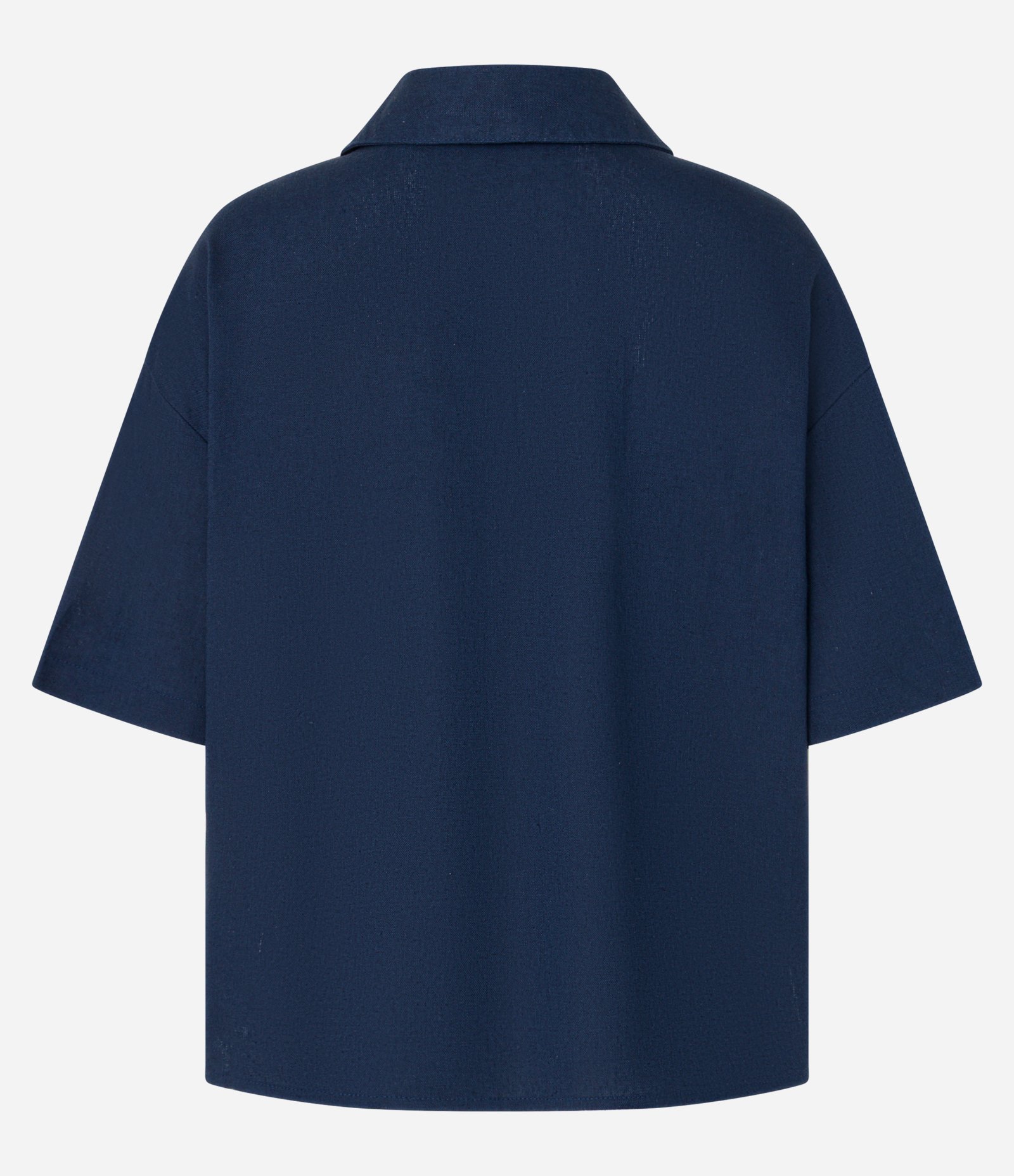 Camisa em Viscolinho com Cava Deslocada e Botões Azul Marinho 6