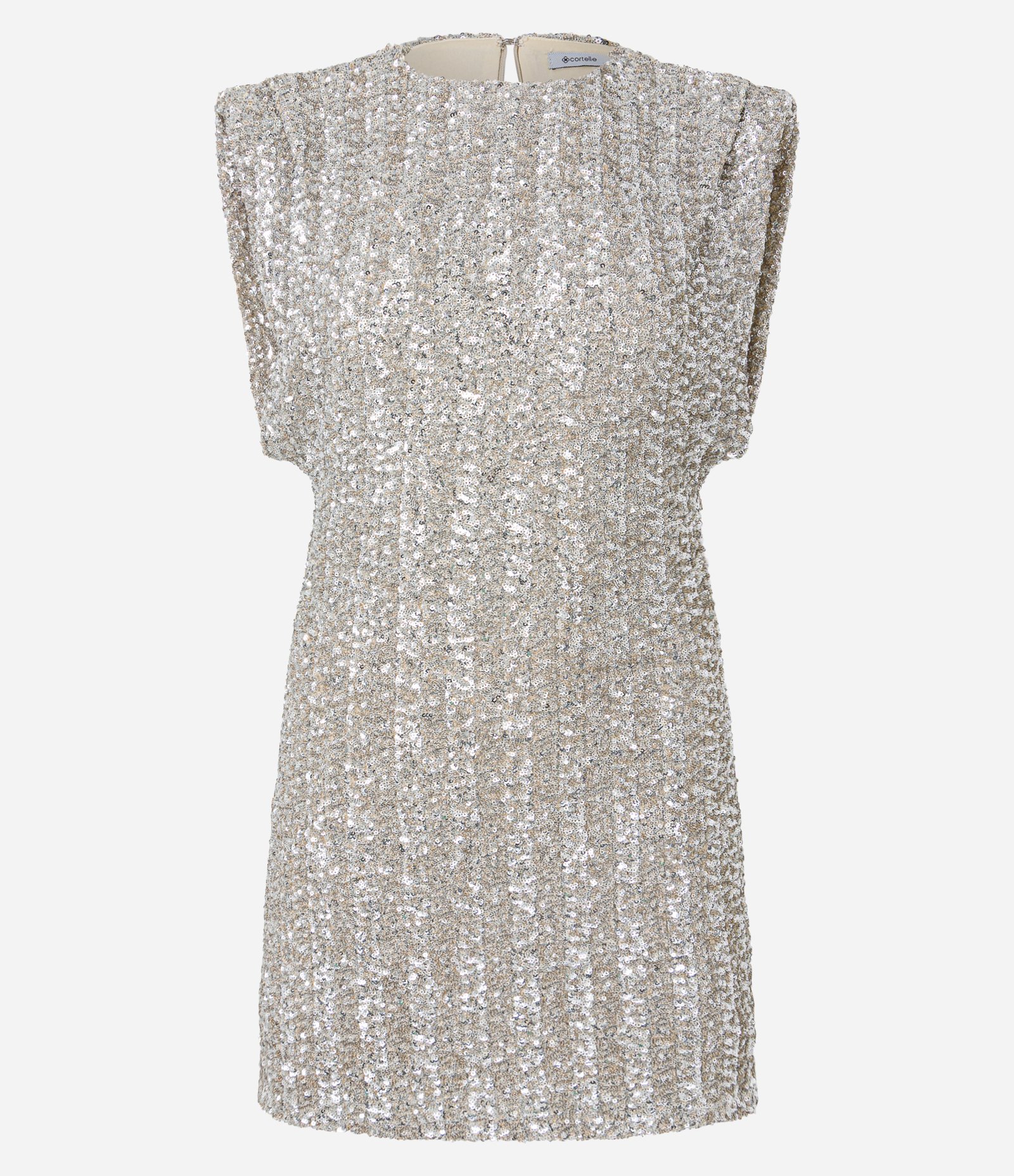 Vestido Curto em Paetê com Ombreiras Cinza 8