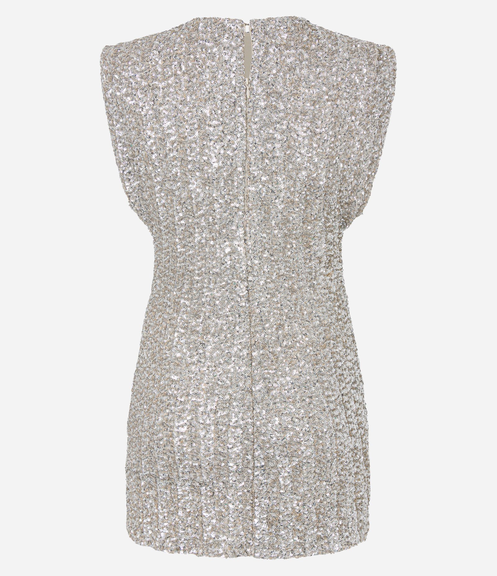 Vestido Curto em Paetê com Ombreiras Cinza 10