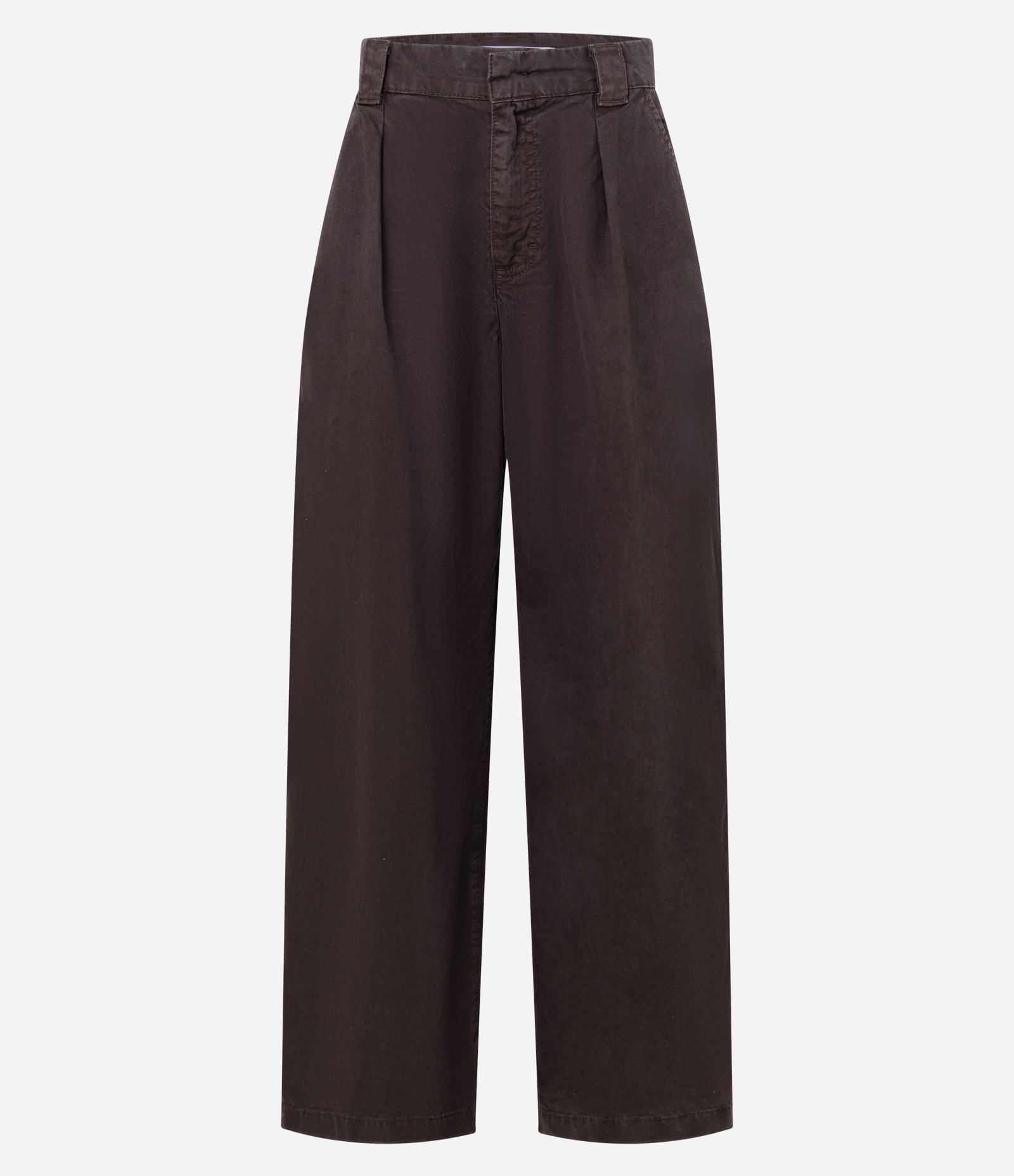 Calça Barrel em Sarja com Pregas e Bolsos Marrom 7