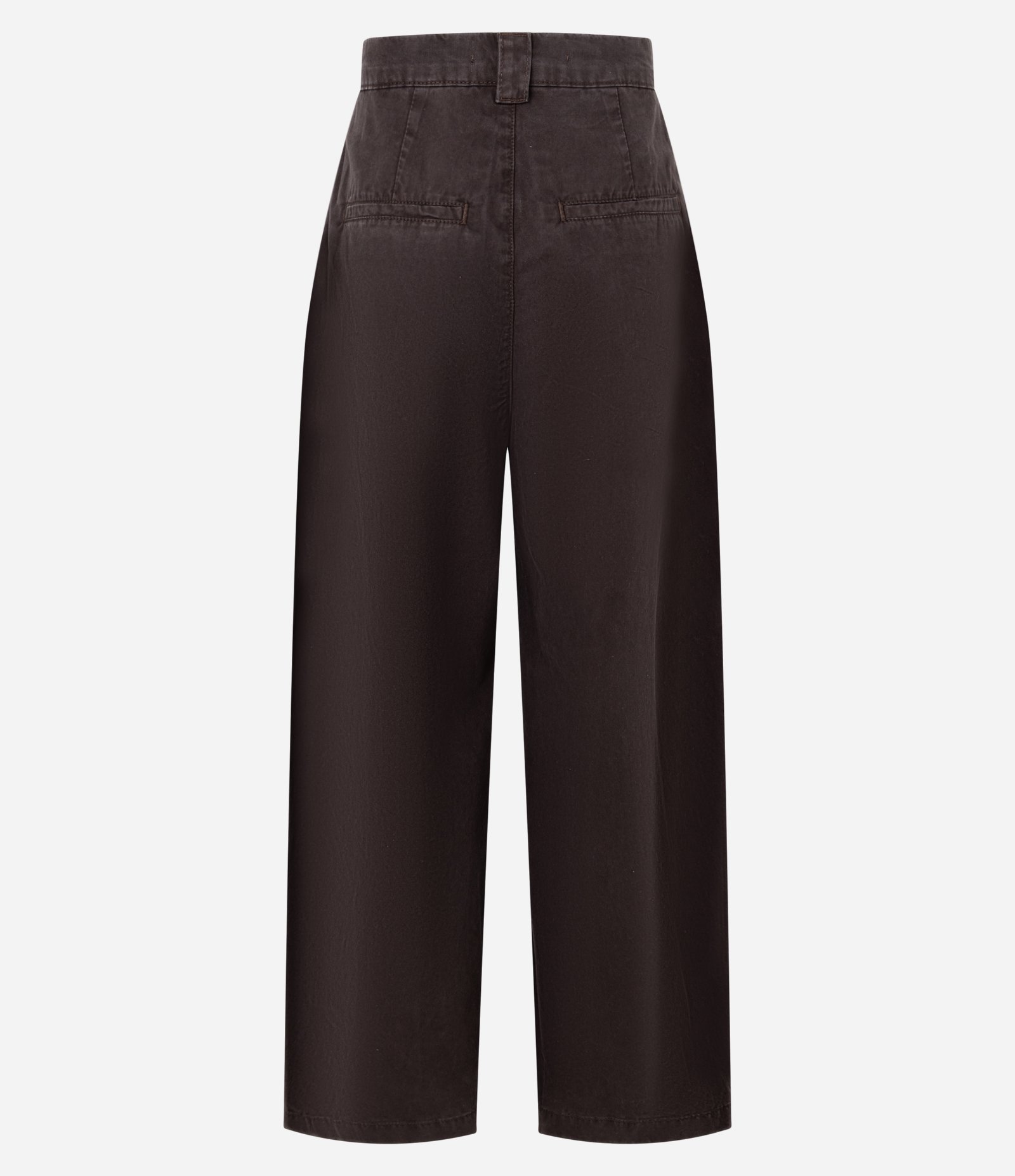 Calça Barrel em Sarja com Pregas e Bolsos Marrom 8