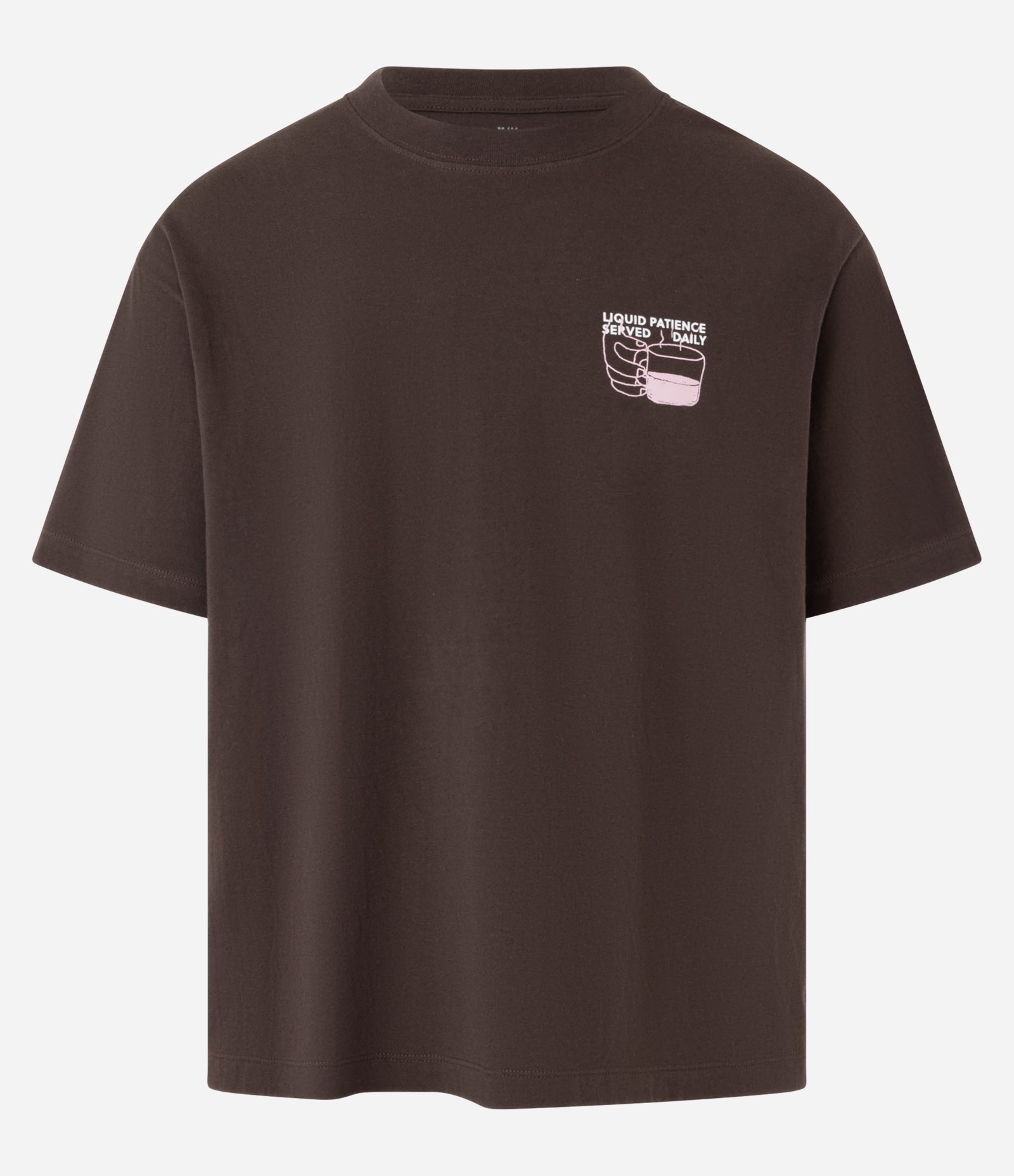 Camiseta Boxy em Algodão com Estampa de Café Marrom 6