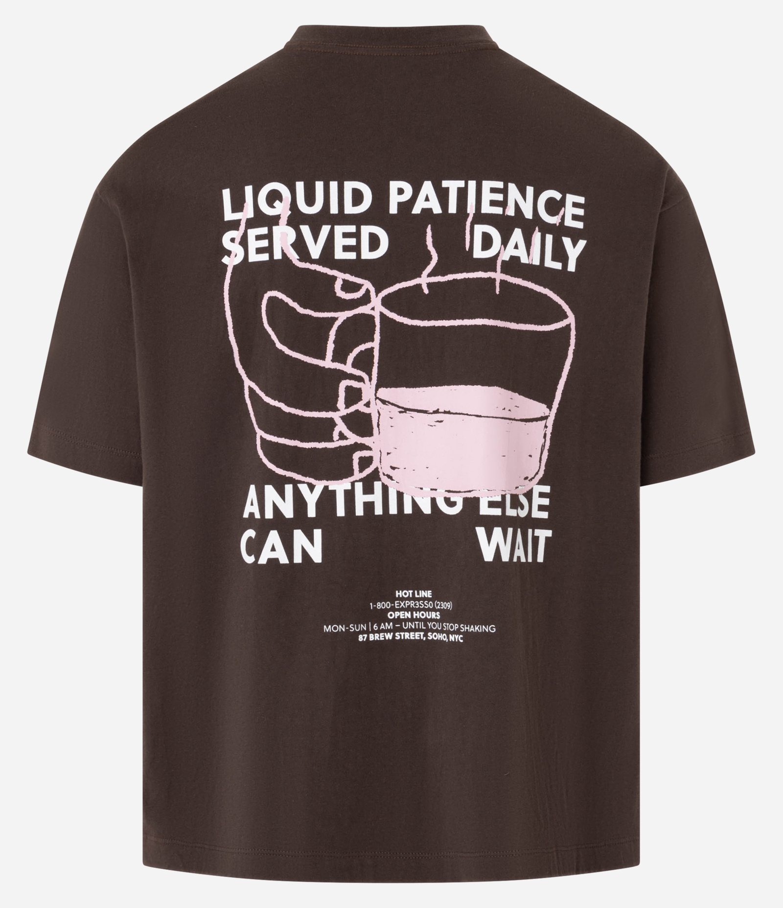 Camiseta Boxy em Algodão com Estampa de Café Marrom 7