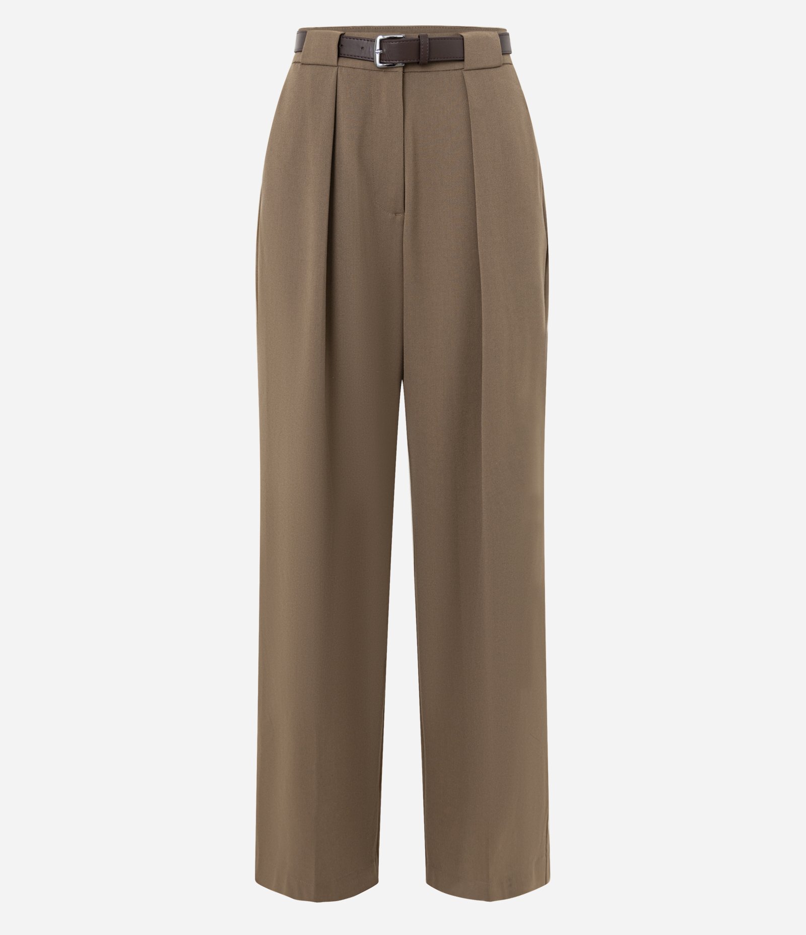 Calça Pantalona em Alfaiataria com Cinto Marrom 6