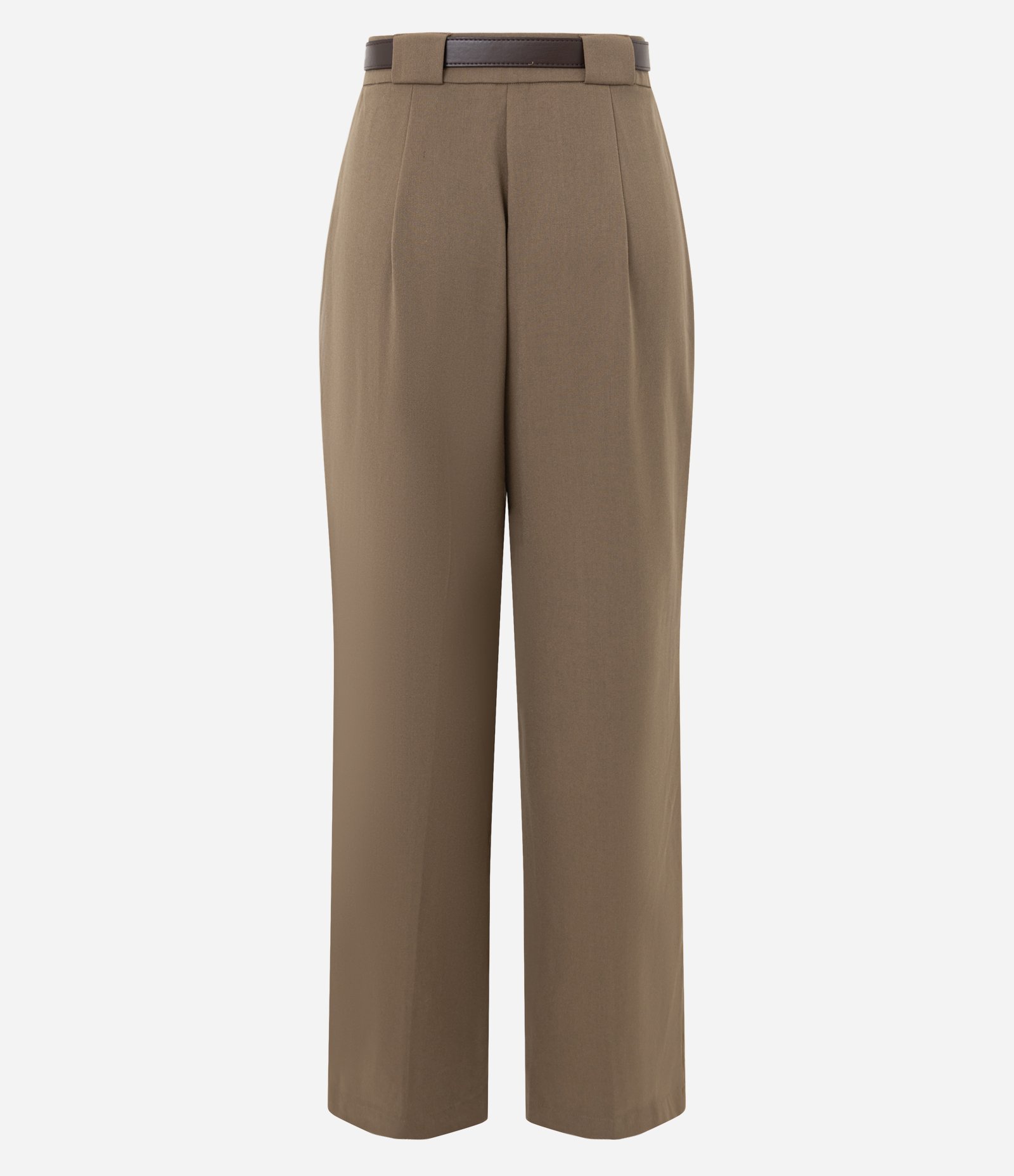 Calça Pantalona em Alfaiataria com Cinto Marrom 7