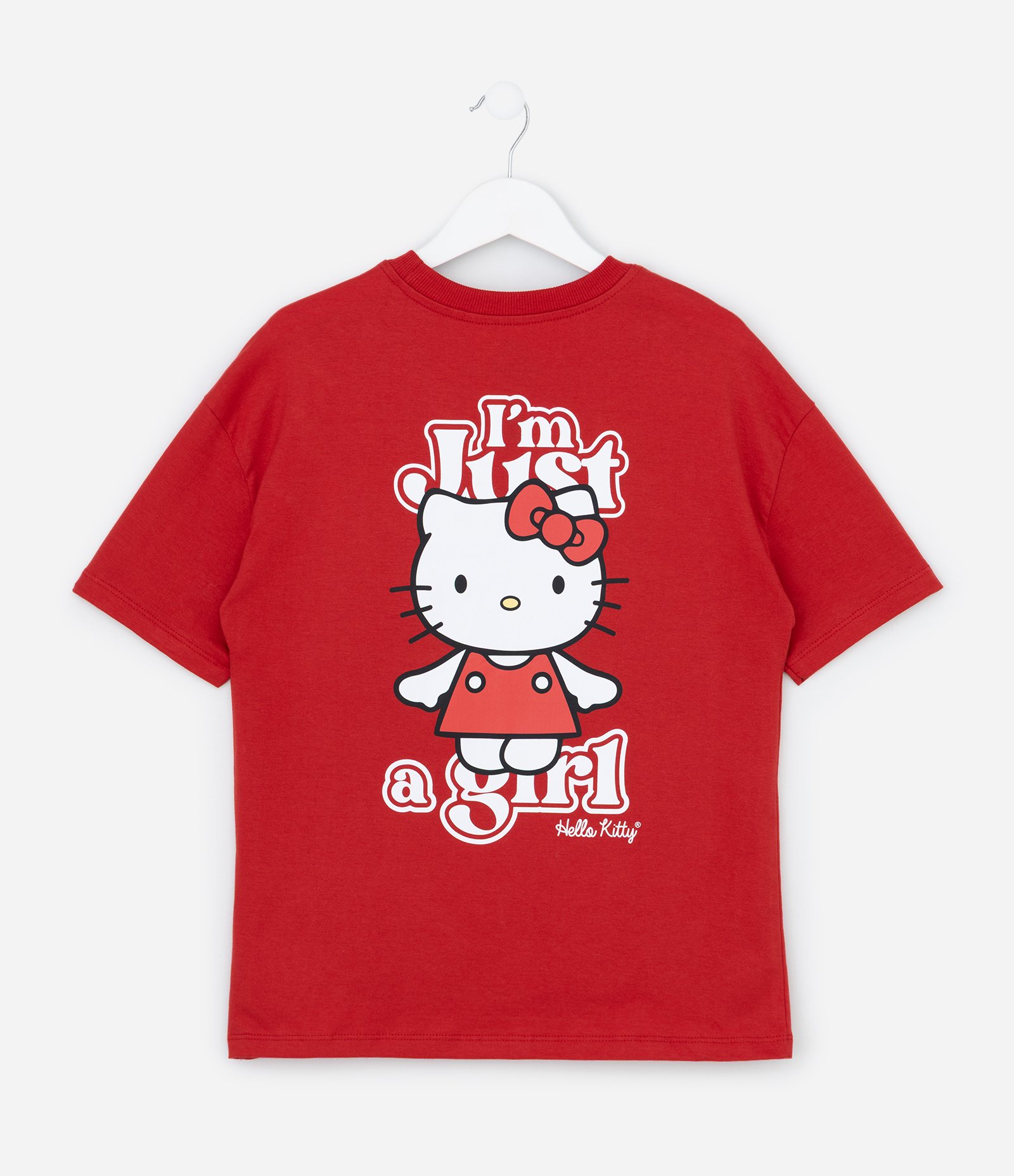 Camiseta Infantil Oversized com Estampada Hello Kitty - Tam 7 a 14 Anos Vermelho 2