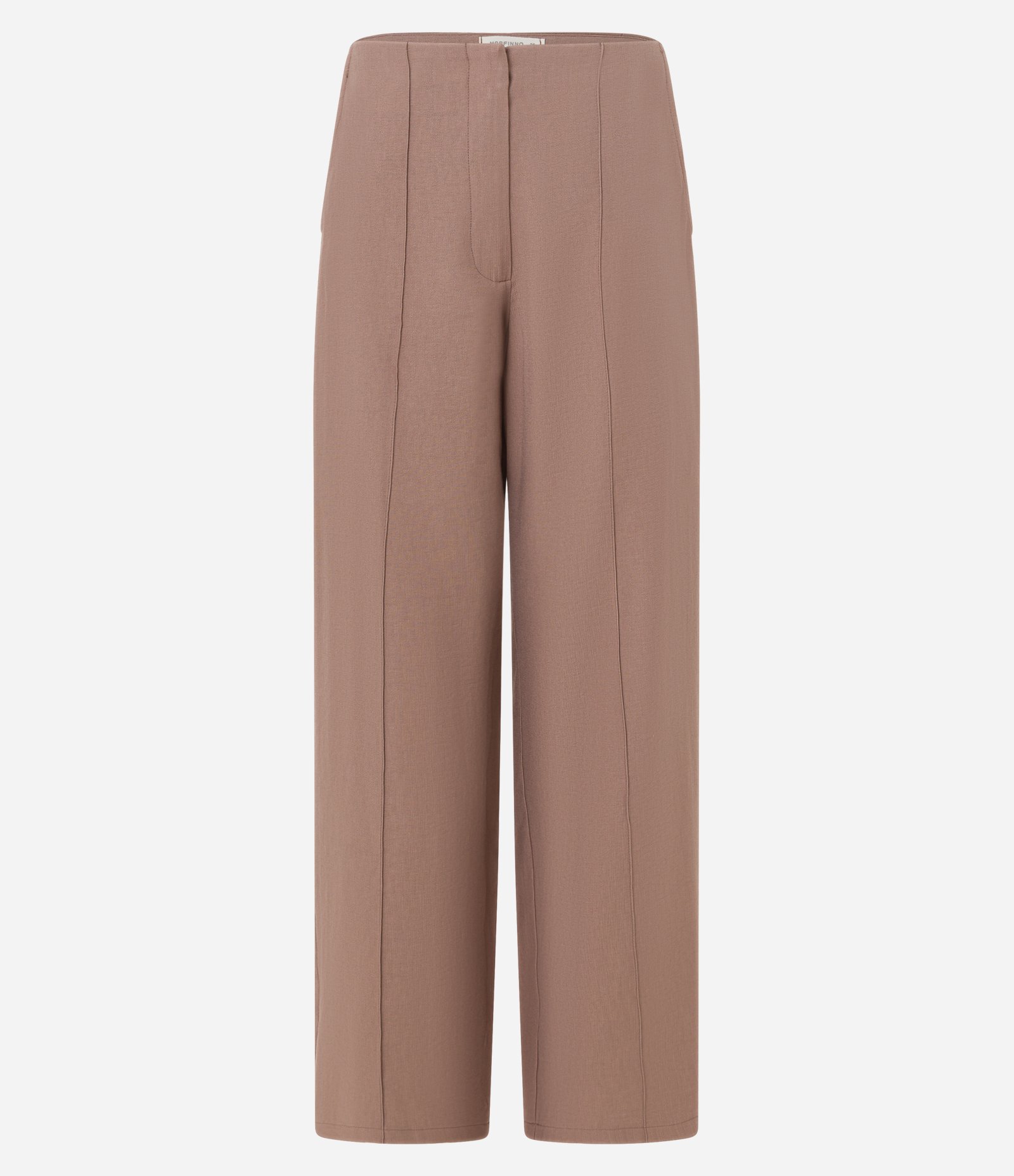 Calça Pantalona Alfaiatada com Frisos Frontais e Bolsos Marrom Médio 5