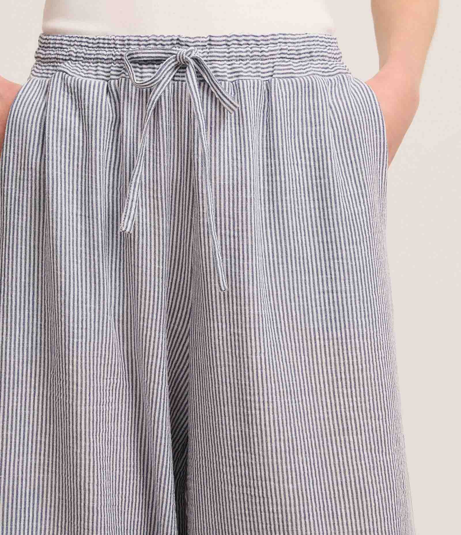 Calça Fluída Alfaiatada com Listras e Textura Twilight Blue 4