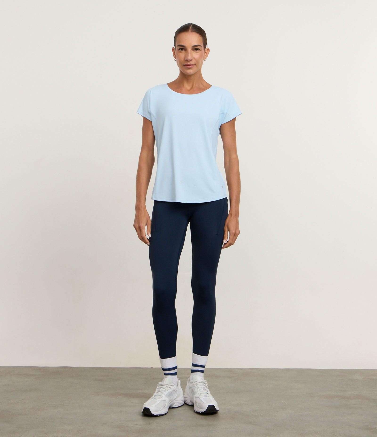Camiseta Esportiva em Microfibra Texturizada Azul Claro 1