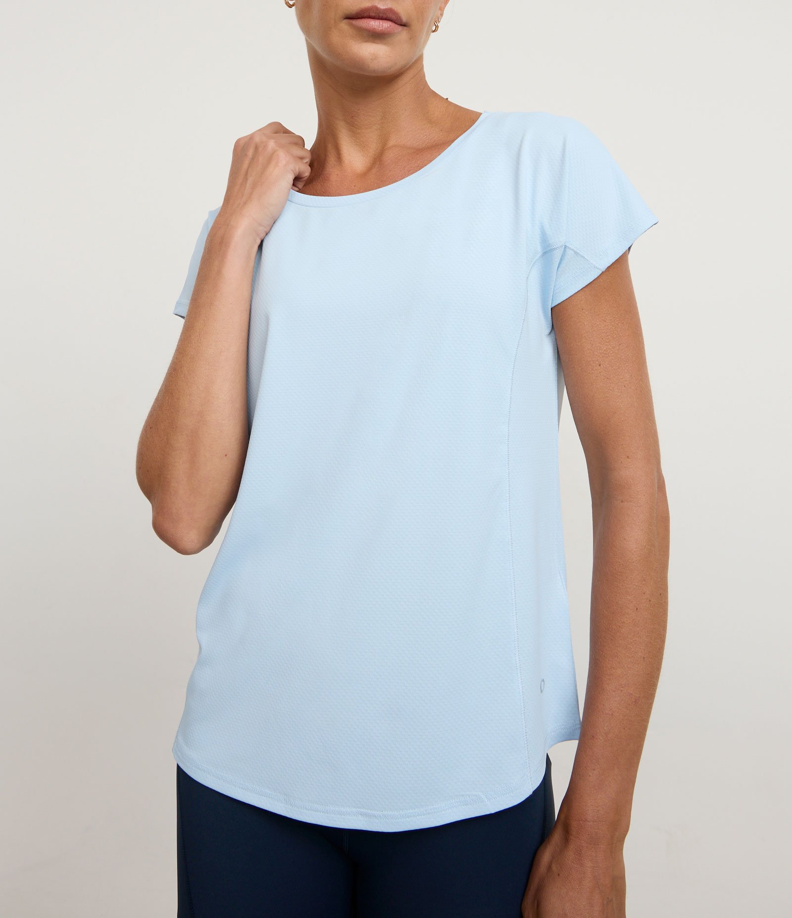 Camiseta Esportiva em Microfibra Texturizada Azul Claro 2