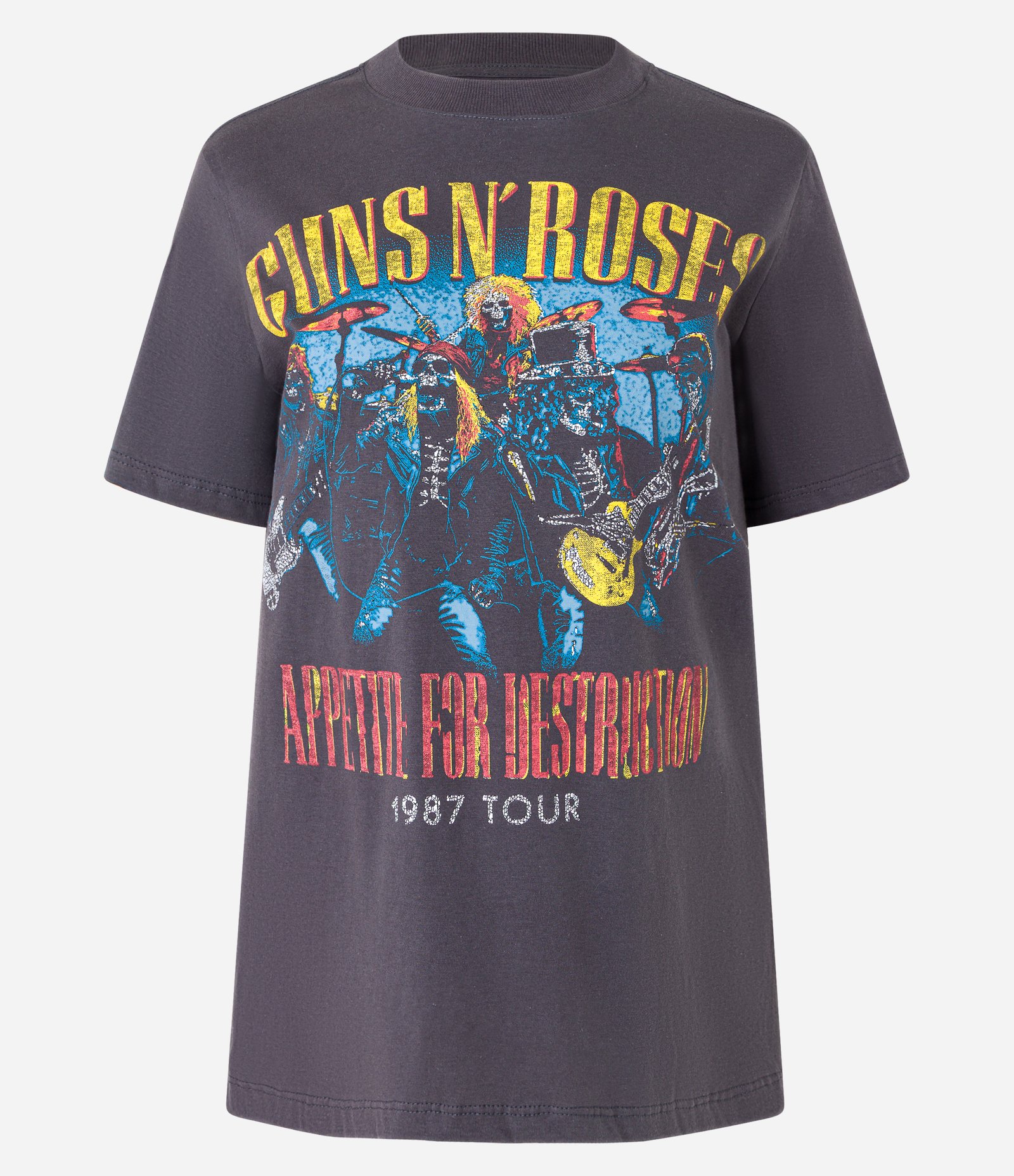 Camiseta Alongada em Algodão com Estampa Guns N' Roses Cinza 4