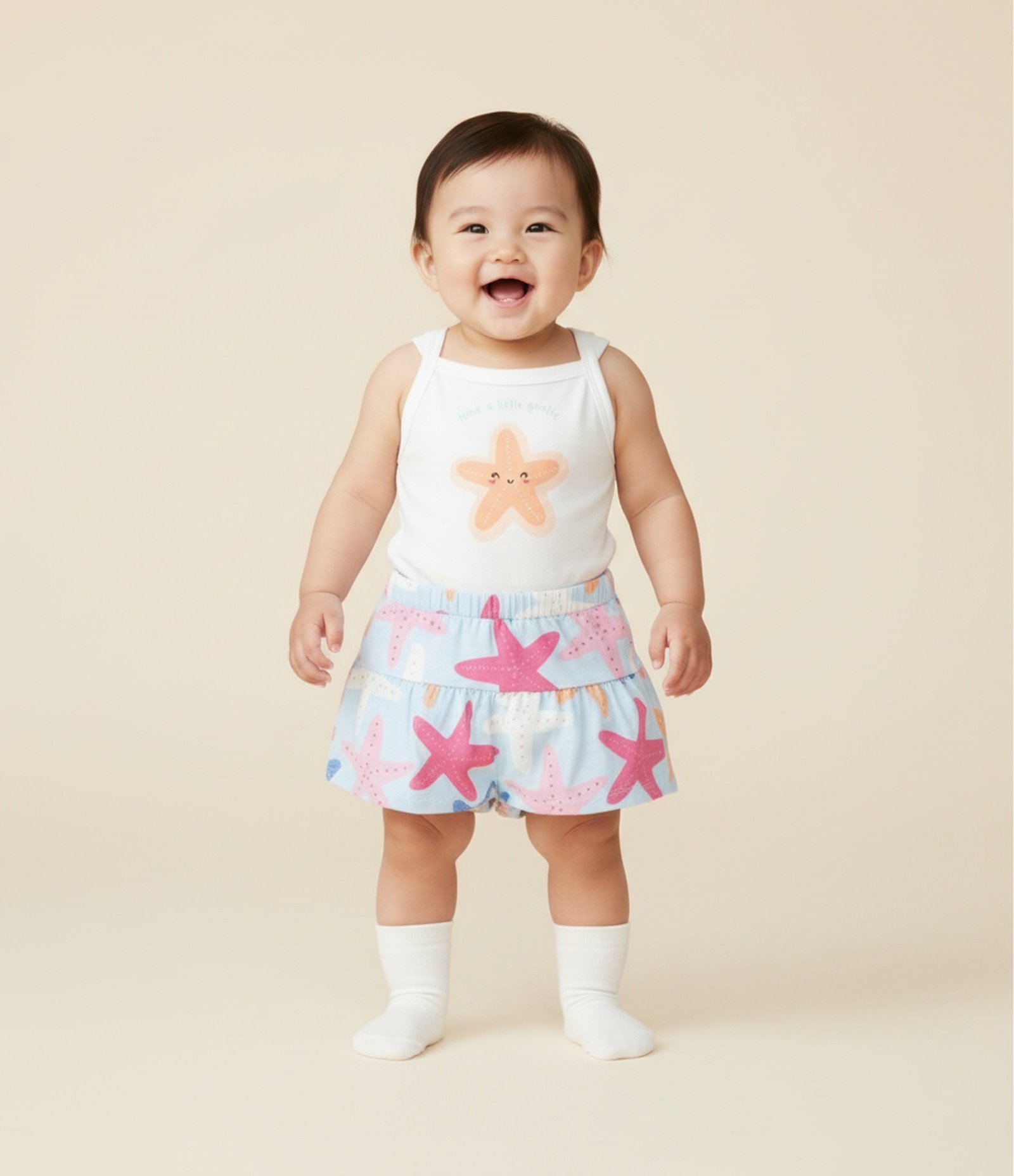 Conjunto Infantil em Cotton com Estampa de Estrela - Tam 0 a 18 Meses Branco 1