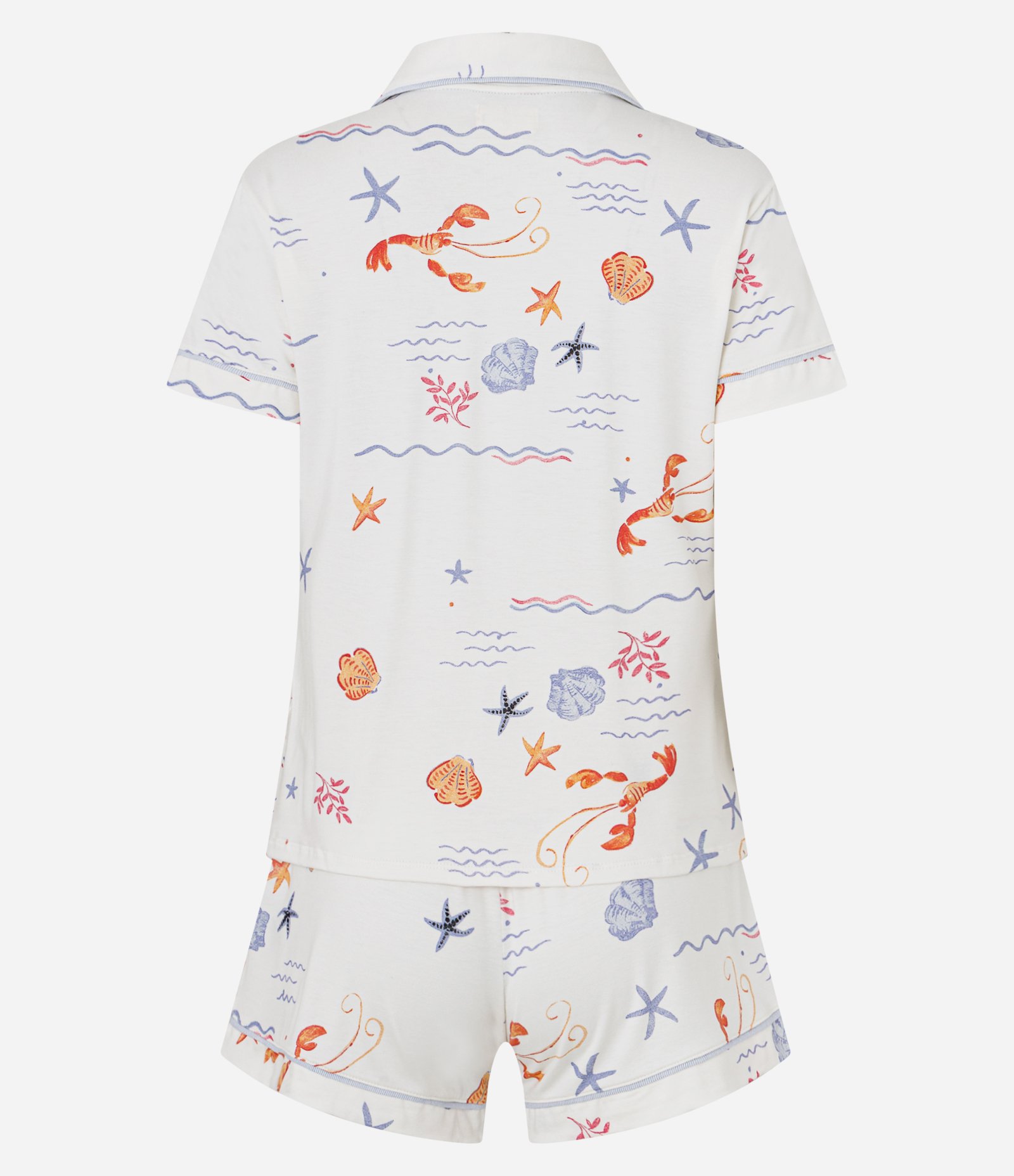 Pijama Short Doll em Viscose com Estampa Fundo do Mar Branco 5
