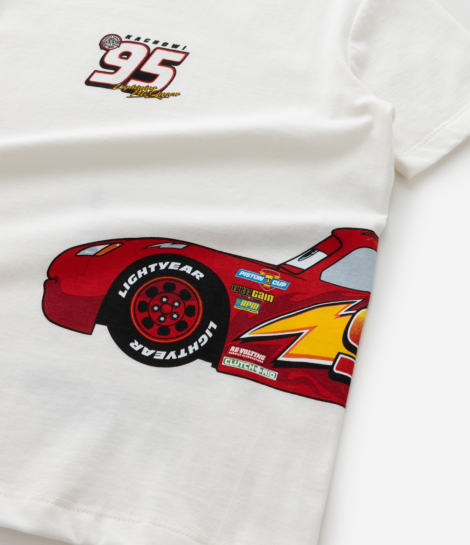 Camiseta Infantil com Estampa Relâmpago Mc Queen - Tam 2 a 8 Anos Off White 3