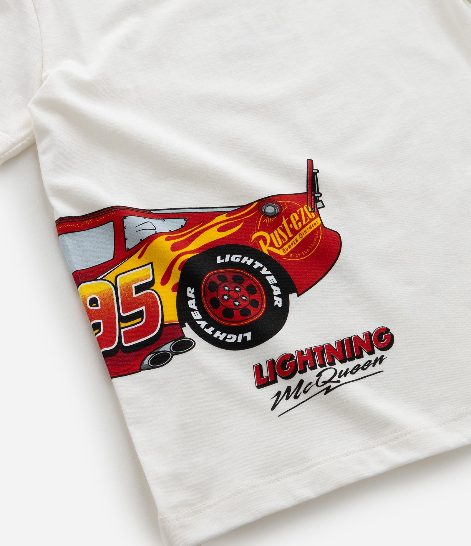 Camiseta Infantil com Estampa Relâmpago Mc Queen - Tam 2 a 8 Anos Off White 7