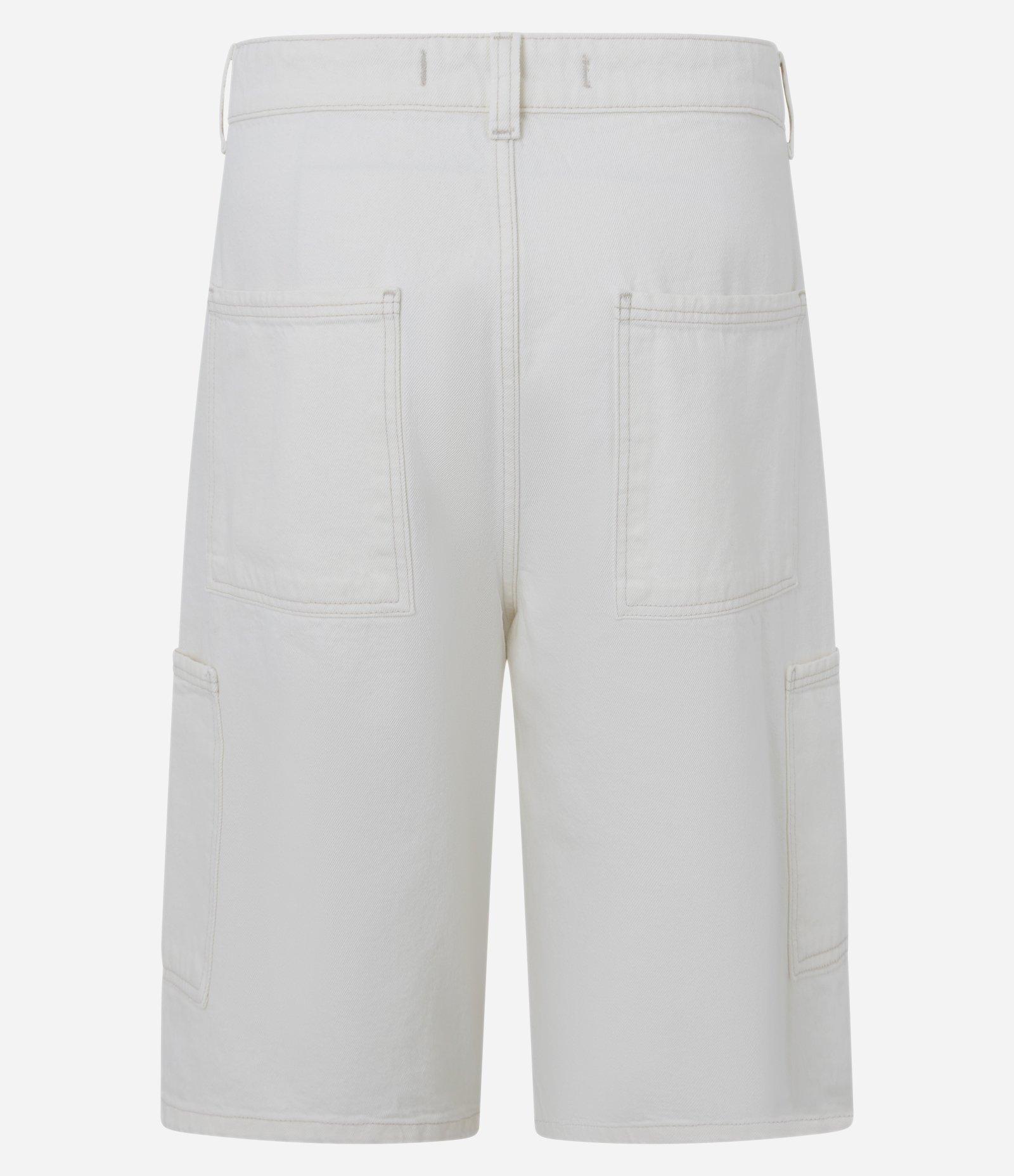 Bermuda Baggy Relaxed em Sarja com Recortes Deslocados e Bolso Lateral Branco 8