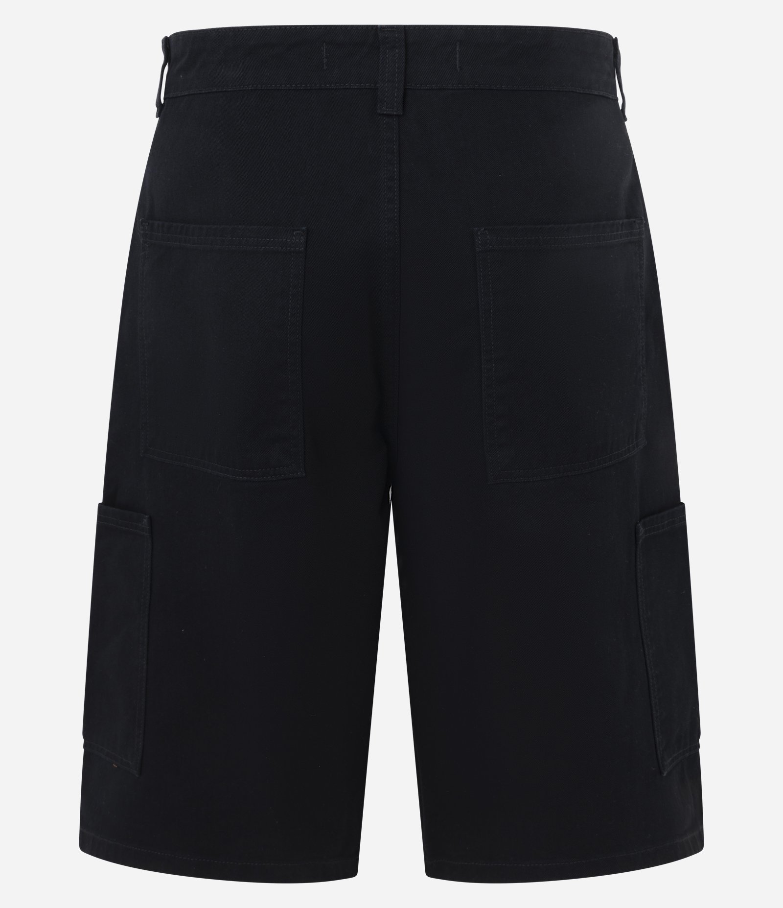 Bermuda Baggy Relaxed em Sarja com Recortes Deslocados e Bolso Lateral Preto 7