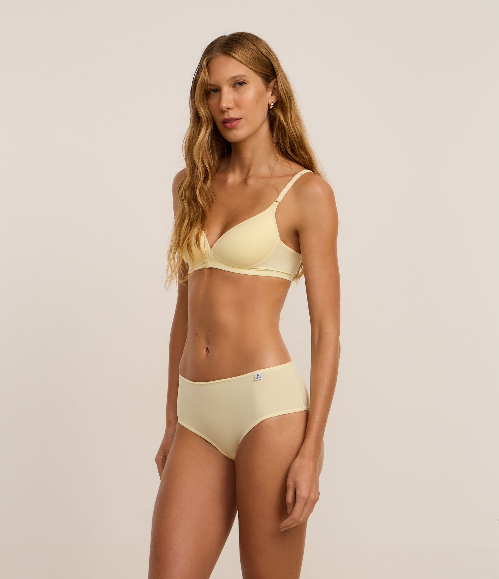 Kit 02 Calcinhas Largas em Microfibra DelRio Amarelo/Branco 3