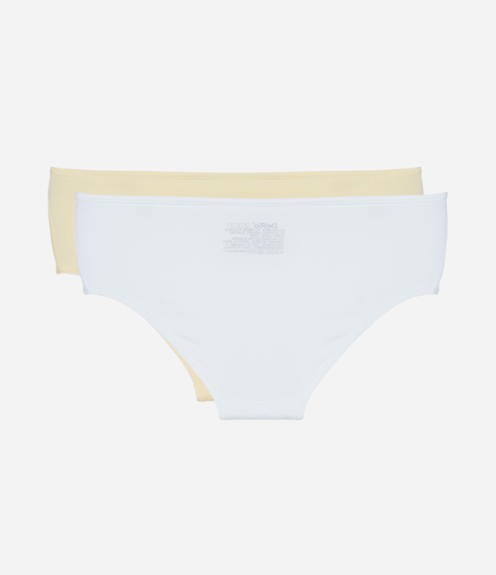 Kit 02 Calcinhas Largas em Microfibra DelRio Amarelo/Branco 2