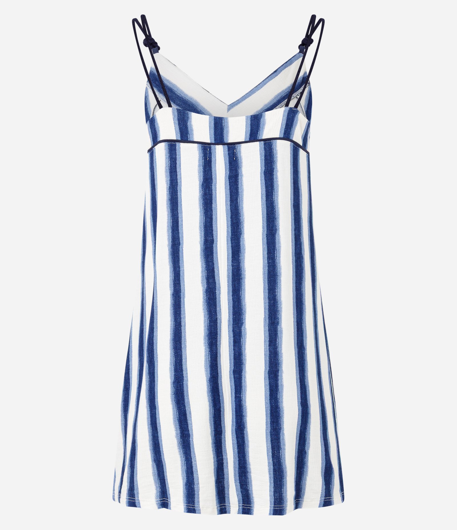 Camisola em Viscose com Estampa Listrada e Alça de Corda Branco/Azul 5