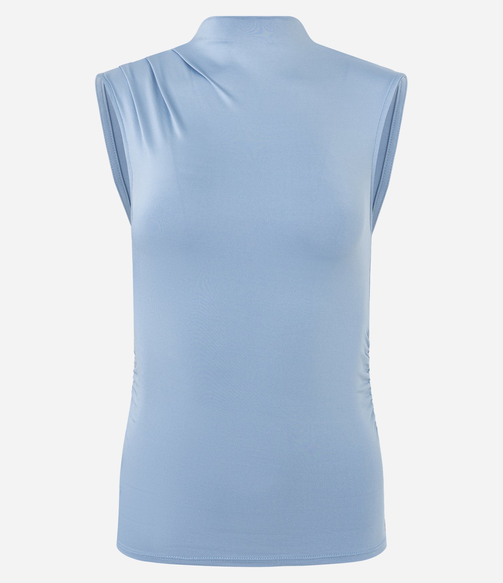 Blusa sem Manga em Jersey com Drapeados Laterais Azul 4