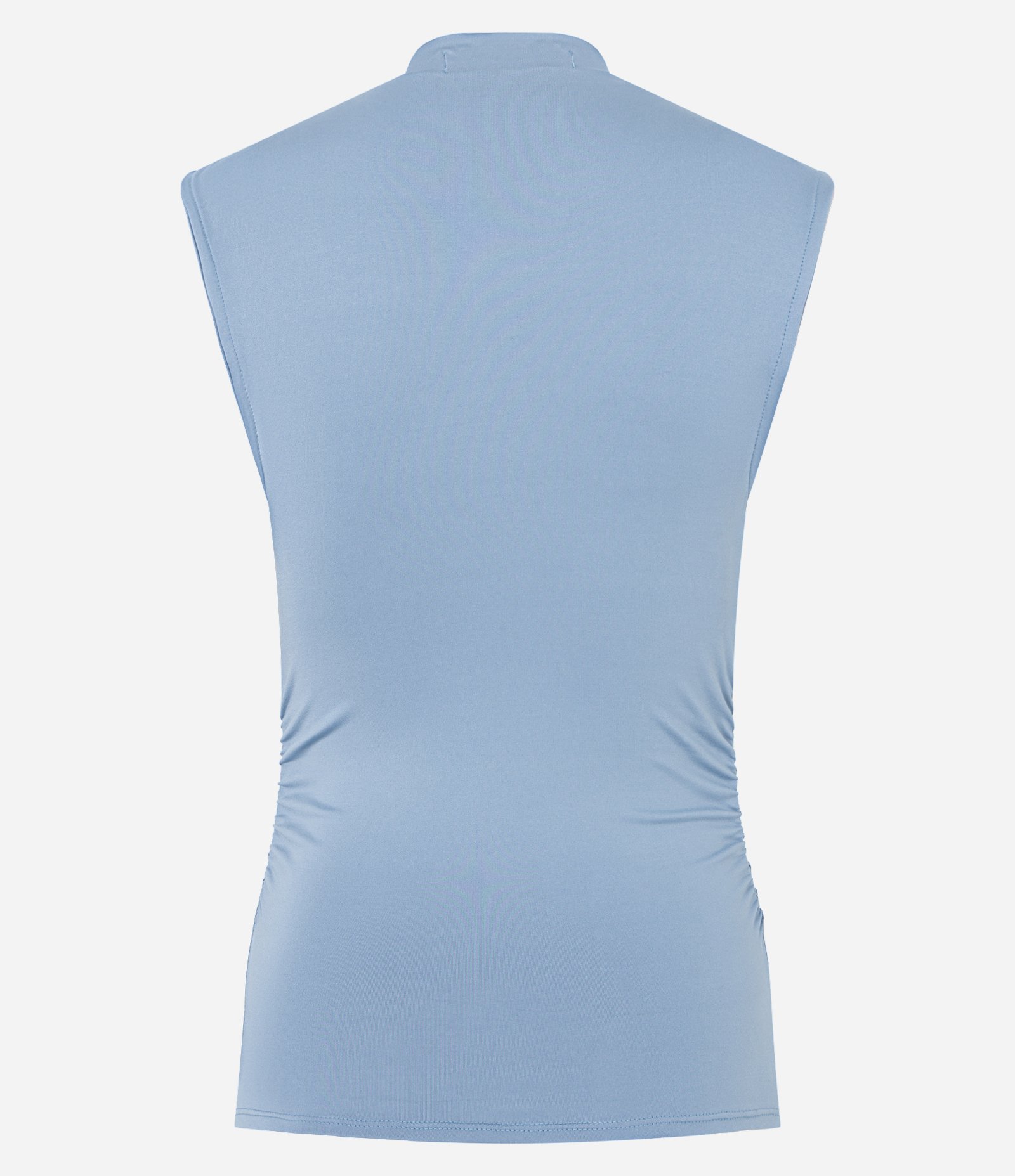 Blusa sem Manga em Jersey com Drapeados Laterais Azul 5