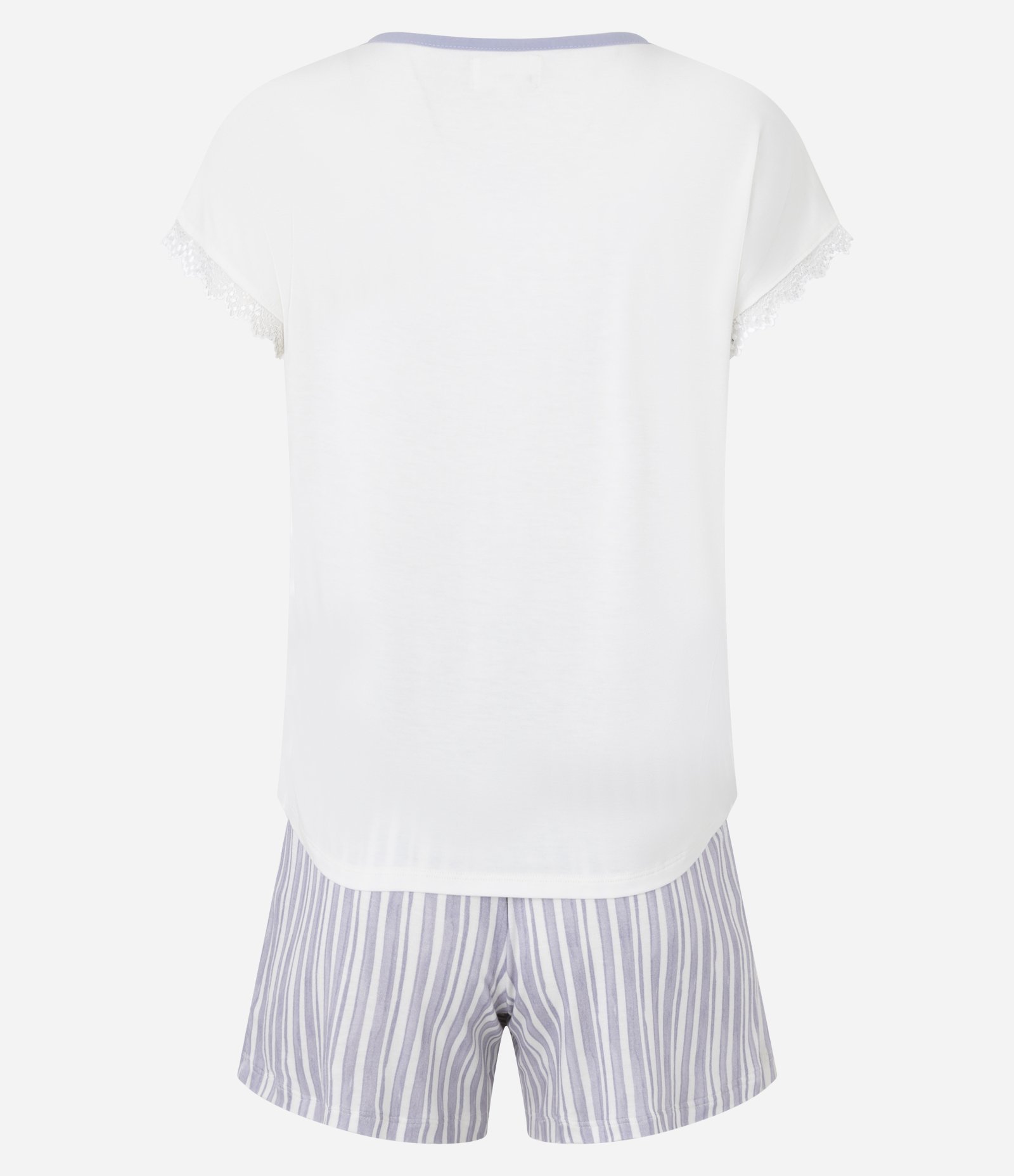 Pijama Short Doll em Viscose com Short Listrado e Detalhe de Botões Branco 7
