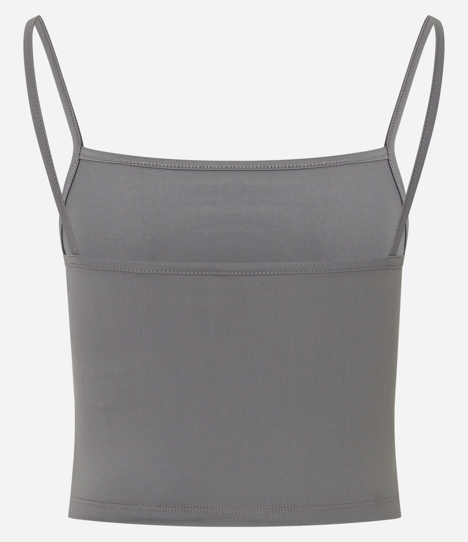 Blusa Cropped de Alcinha em Poliamida Cinza Médio 7