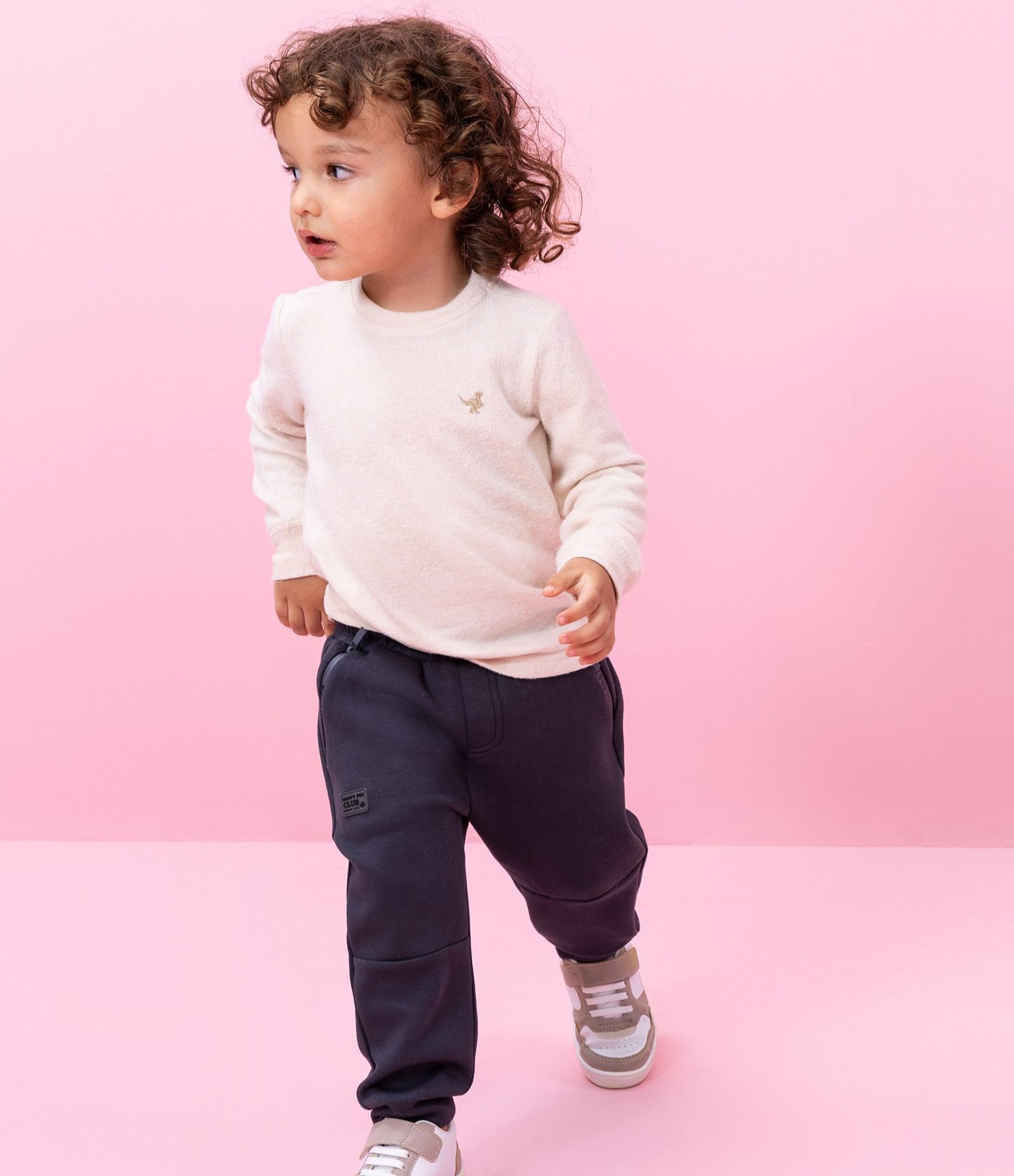 Calça Jogger Infantil em Microfibra com Zíper e Tape - Tam 1 A 6 Anos Cinza Escuro 1