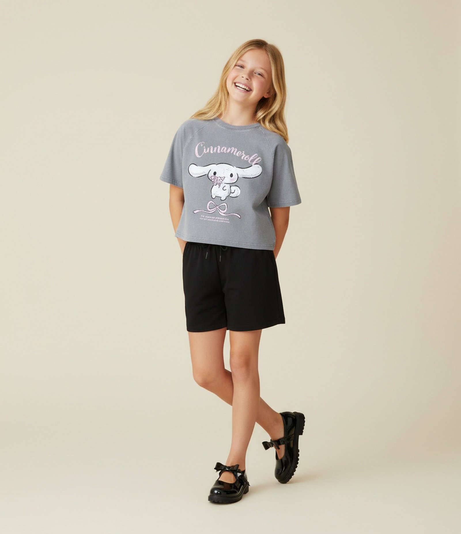 Camiseta Infantil Oversized Marmorizada Cinnamoroll - Tam 5 a 14 Anos Cinza 1