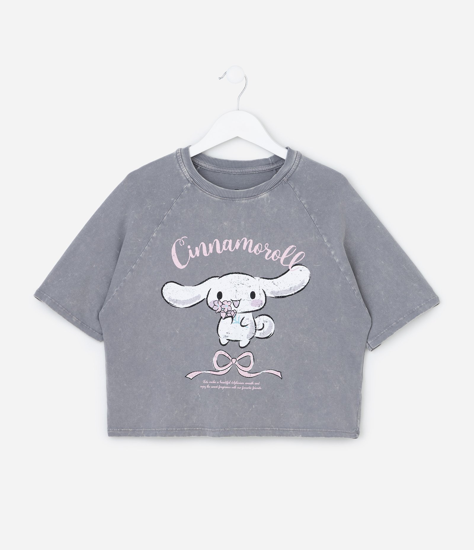 Camiseta Infantil Oversized Marmorizada Cinnamoroll - Tam 5 a 14 Anos Cinza 1