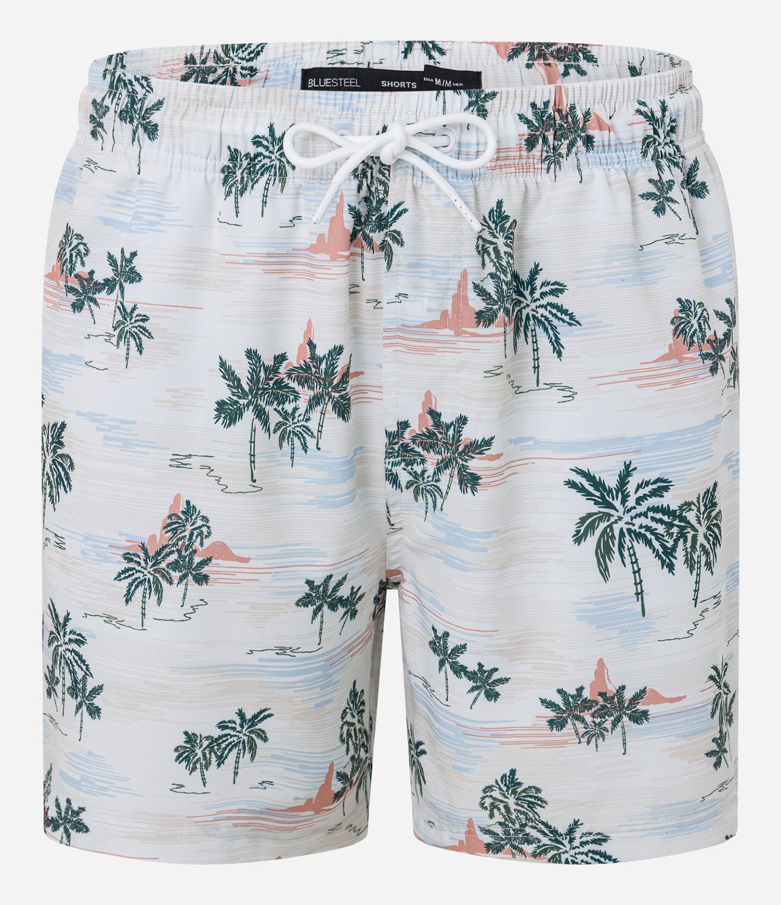 Bermuda de Banho em Microfibra com Estampa de Coqueiros Branco 4