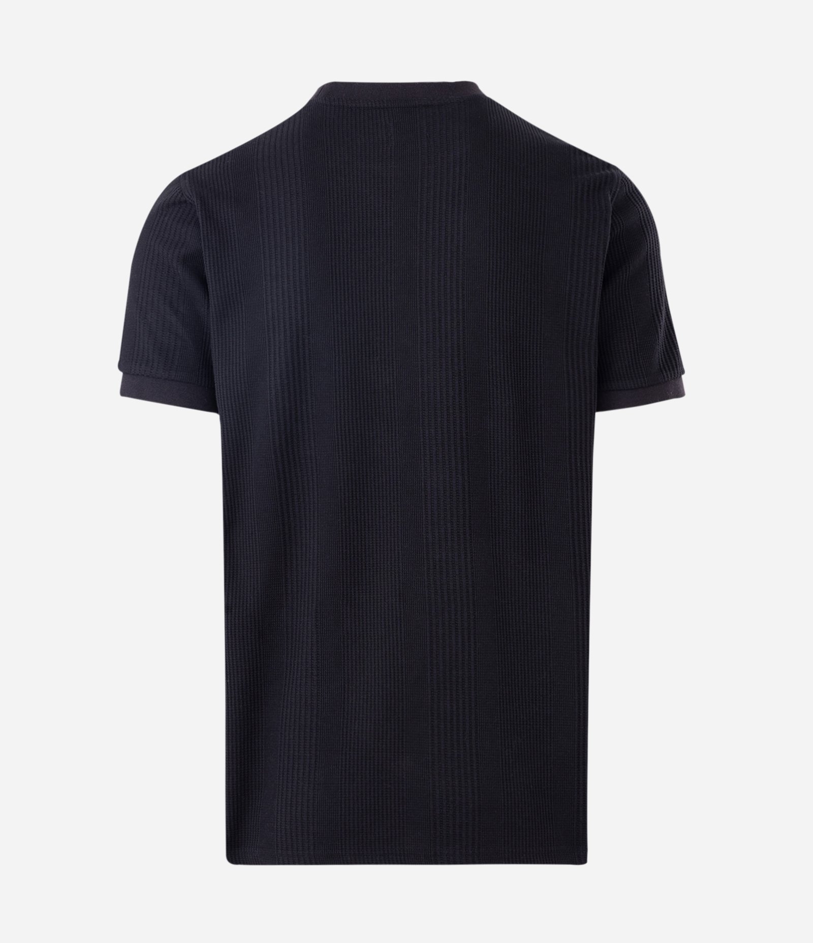 Camiseta Regular em Algodão com Textura Vertical Preto 2