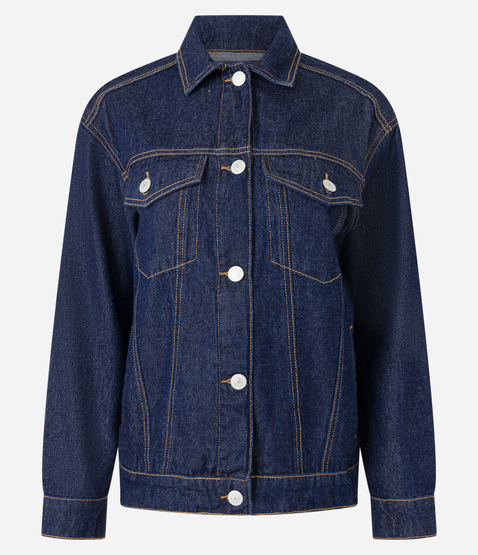 Jaqueta Trucker Ampla em Jeans com Bolsos Escuro 7