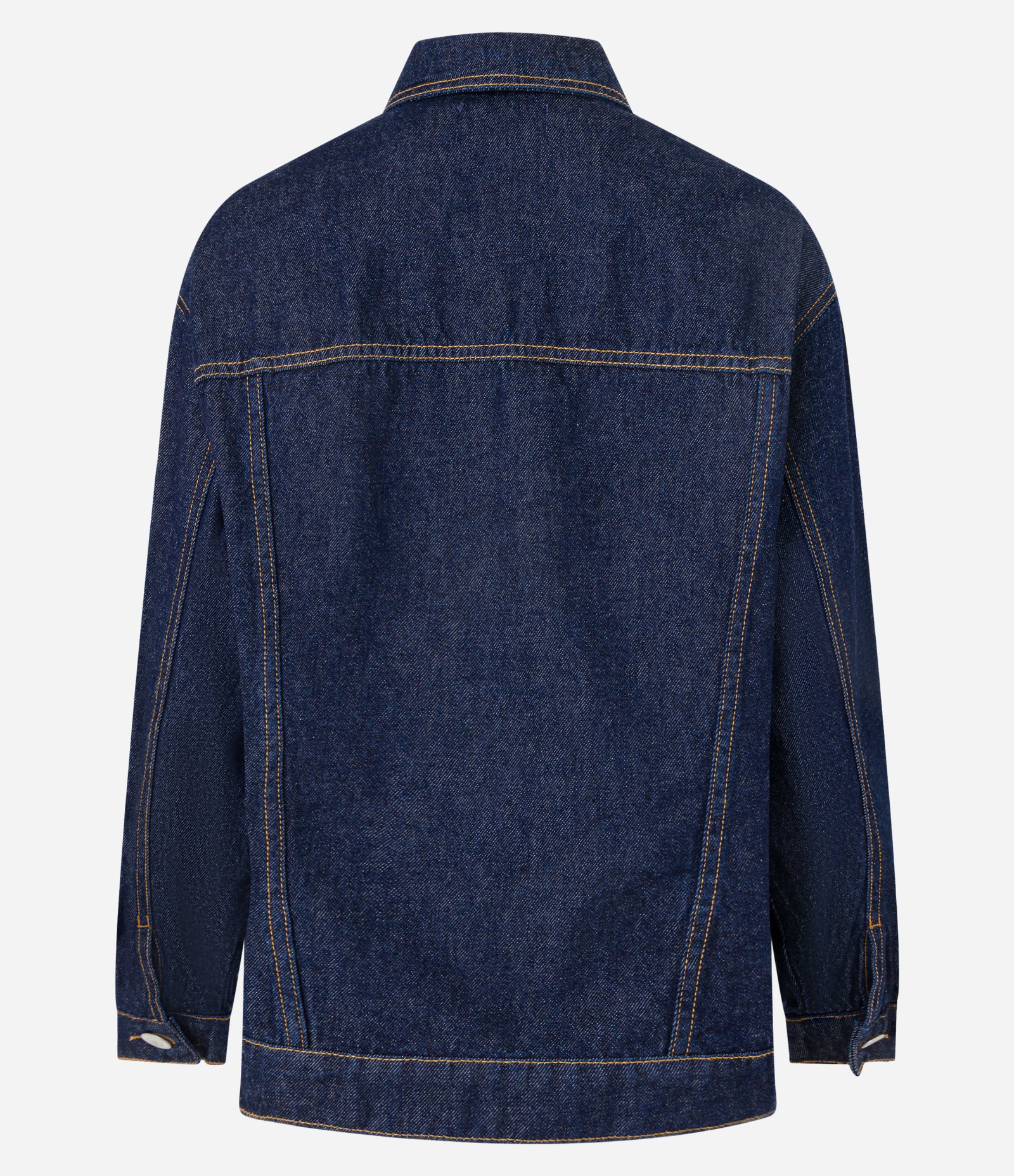 Jaqueta Trucker Ampla em Jeans com Bolsos Escuro 8