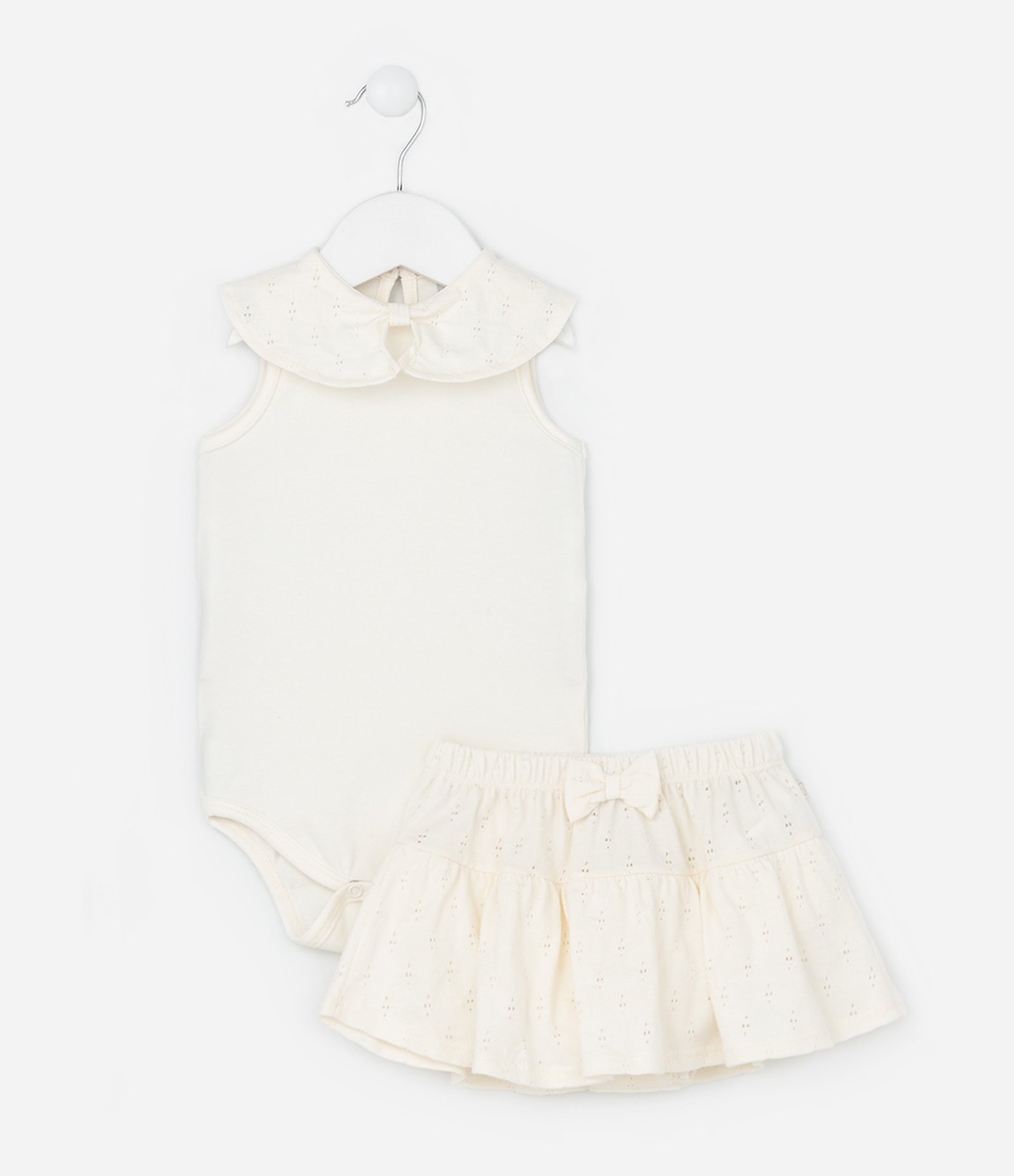 Conjunto Infantil com Body e Saia Texturizados - Tam 0 a 18 meses Off White 2