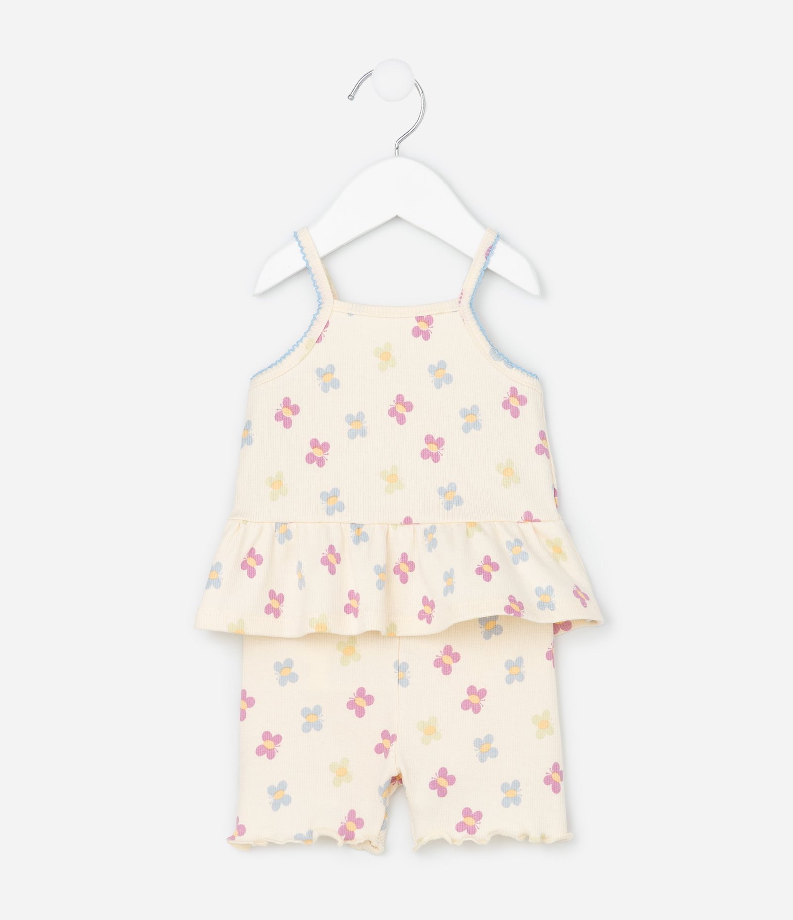 Conjunto Infantil com Estampa de Borboletas - Tam 0 a 18 Meses Bege 1