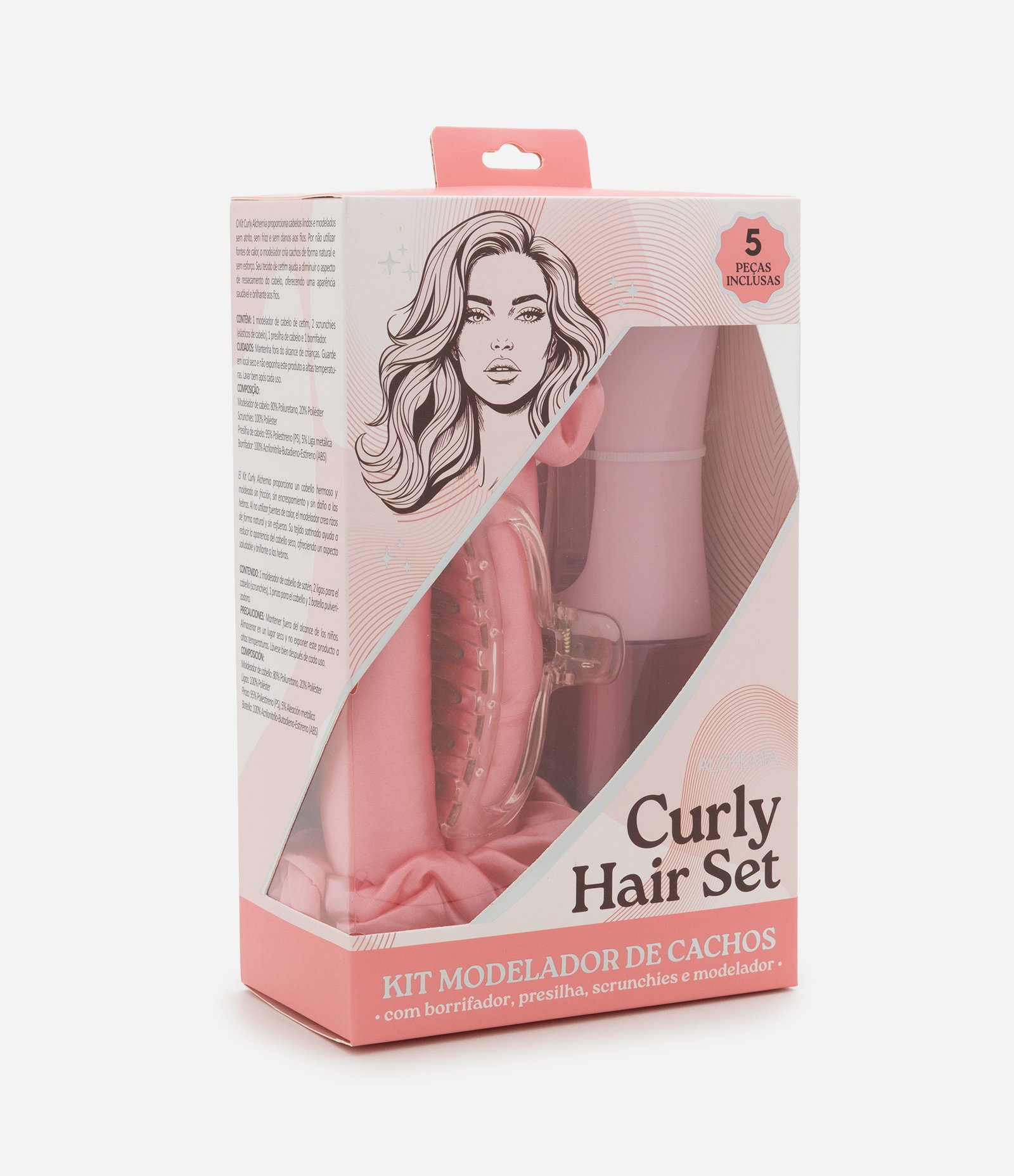 Kit Modelador para cachos + Garrafinha Borrifadora Rosa Alchemia U 6